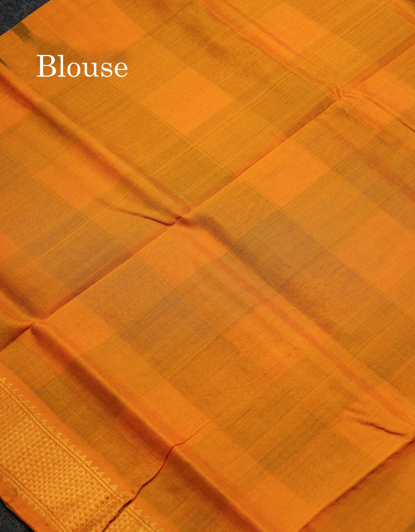 Beautiful Paalum Pazham Checks Pure Silk Cotton Saree With Contrast Mustard Yellow Blouse