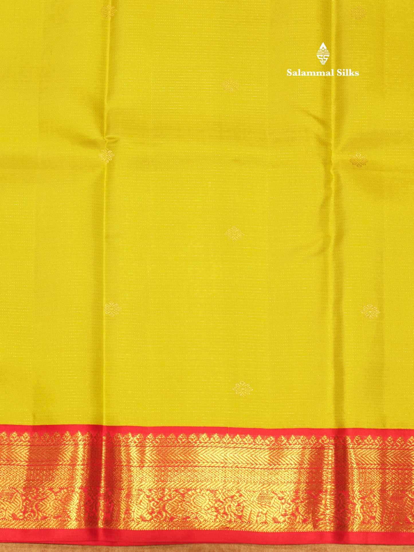 Vairaoosi Manthulir Yellow Colour Pure Kanjivaram Silk Saree with Contrast Small Pink Border