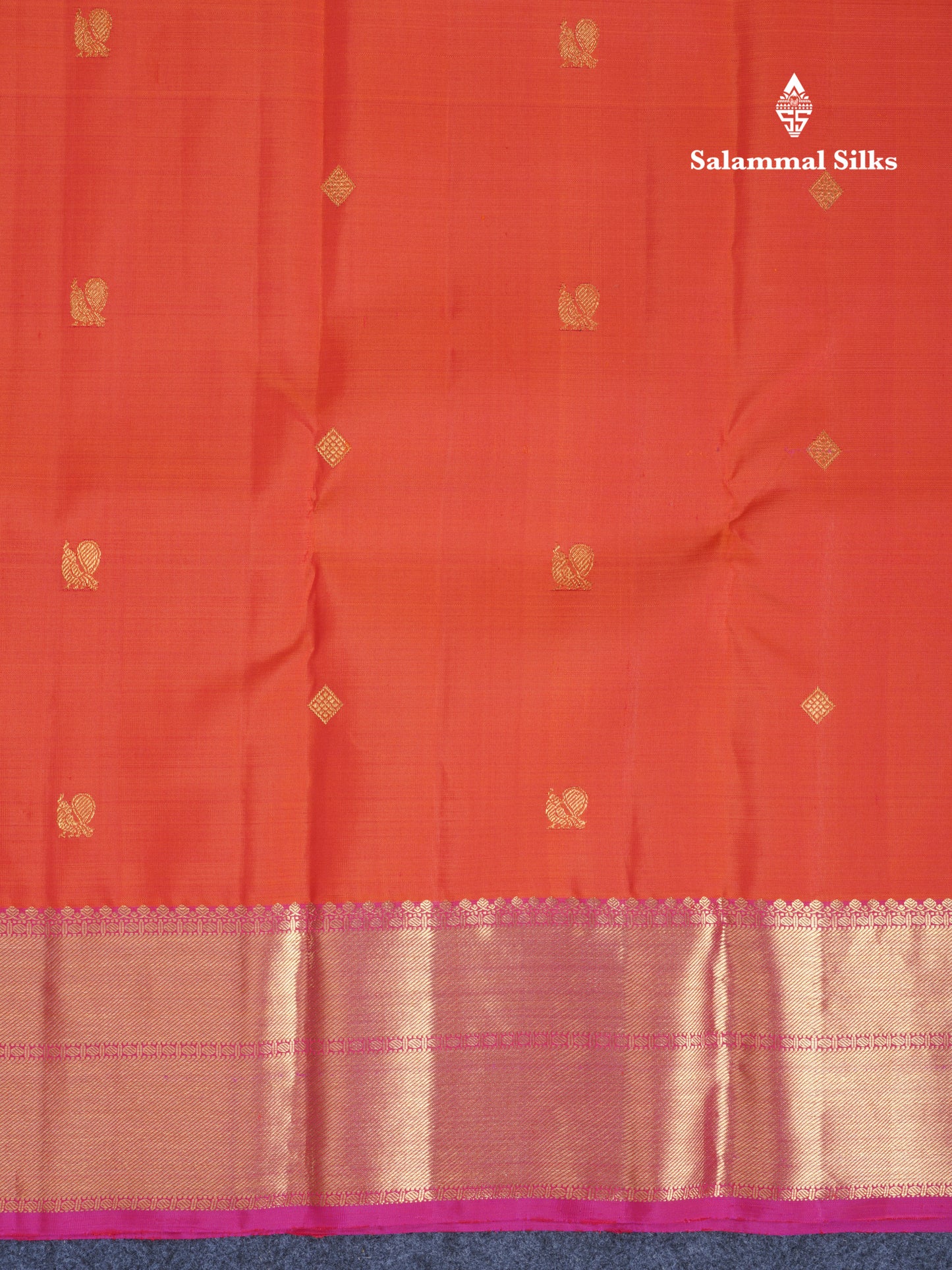 Orange Pure Kanjivaram Silk Saree With Contrast Magenta Pink Traditional Evening Morning Border