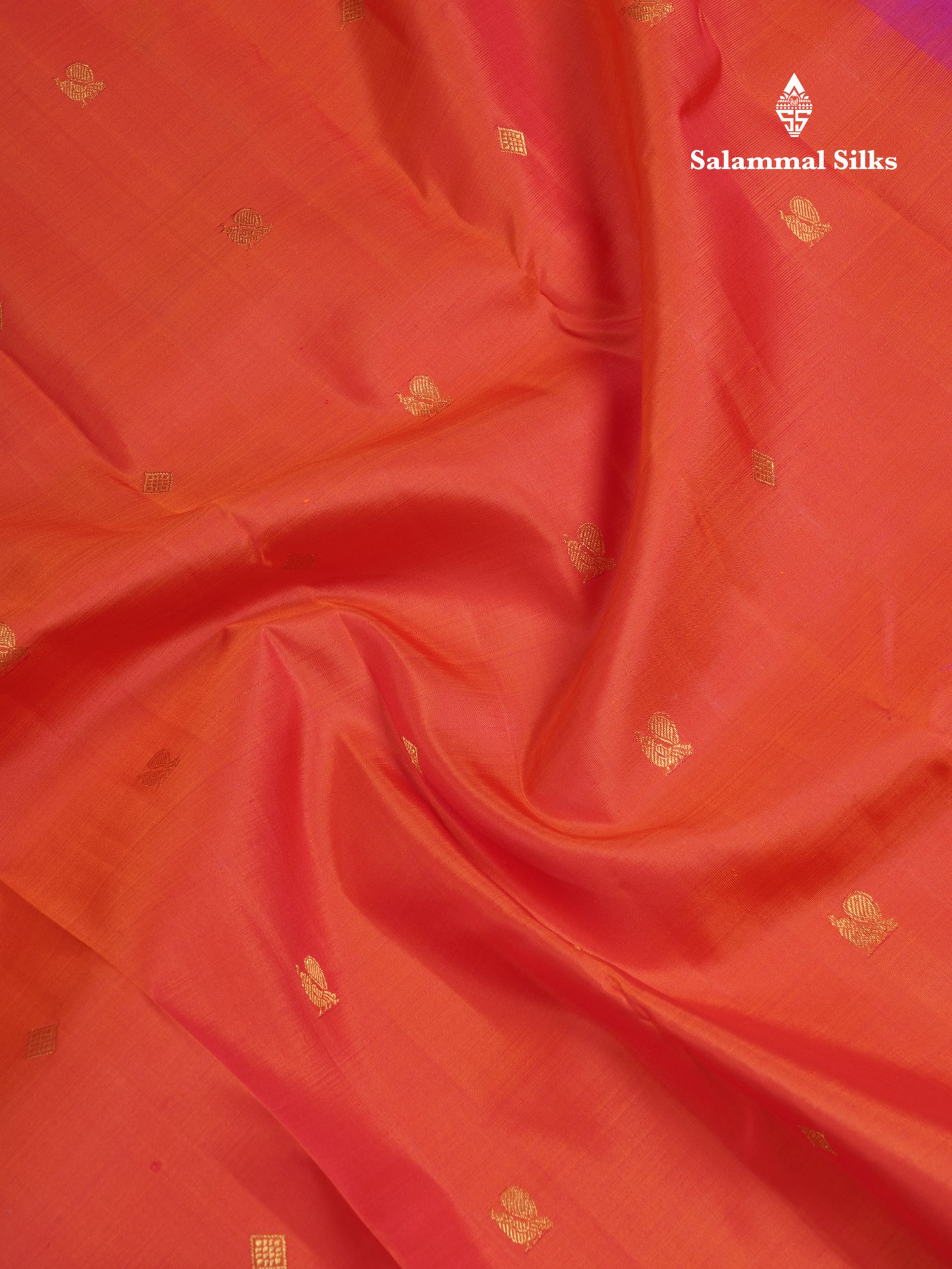 Orange Pure Kanjivaram Silk Saree With Contrast Magenta Pink Traditional Evening Morning Border