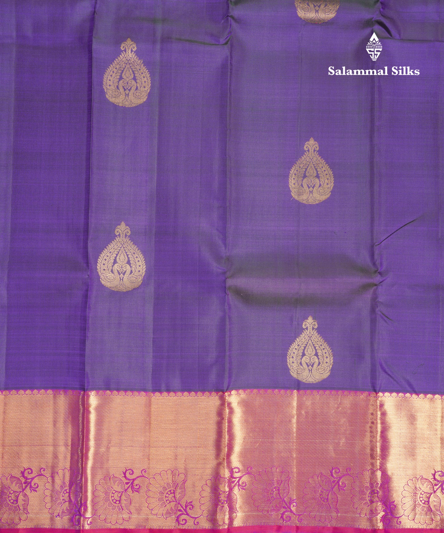 Dual Tone Violet Pure Kanjivaram Silk Saree With Contrast Pink Evening Morning Border