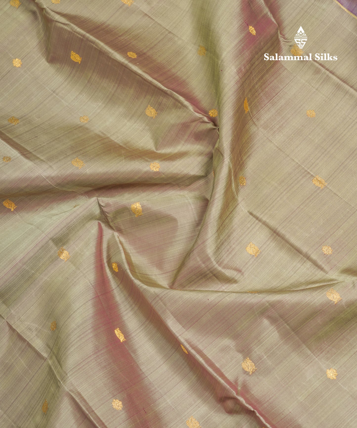 Dual Tone Green Shade Pure Kanjivaram Silk Saree With Contrast Dark Purple Small Border