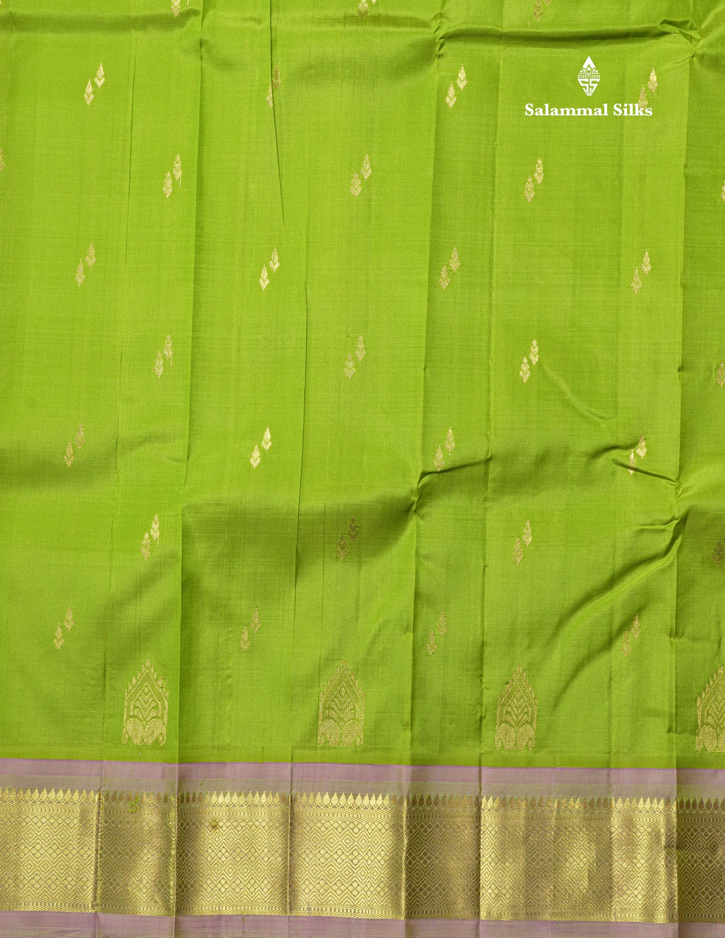 Pista Green Pure Kanjivaram Silk Saree With One Side Traditional Border