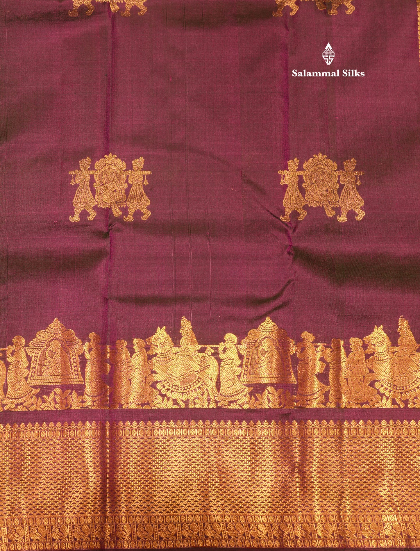 Ash Colour Pure Kanjivaram Silk Saree with Pallakku Border