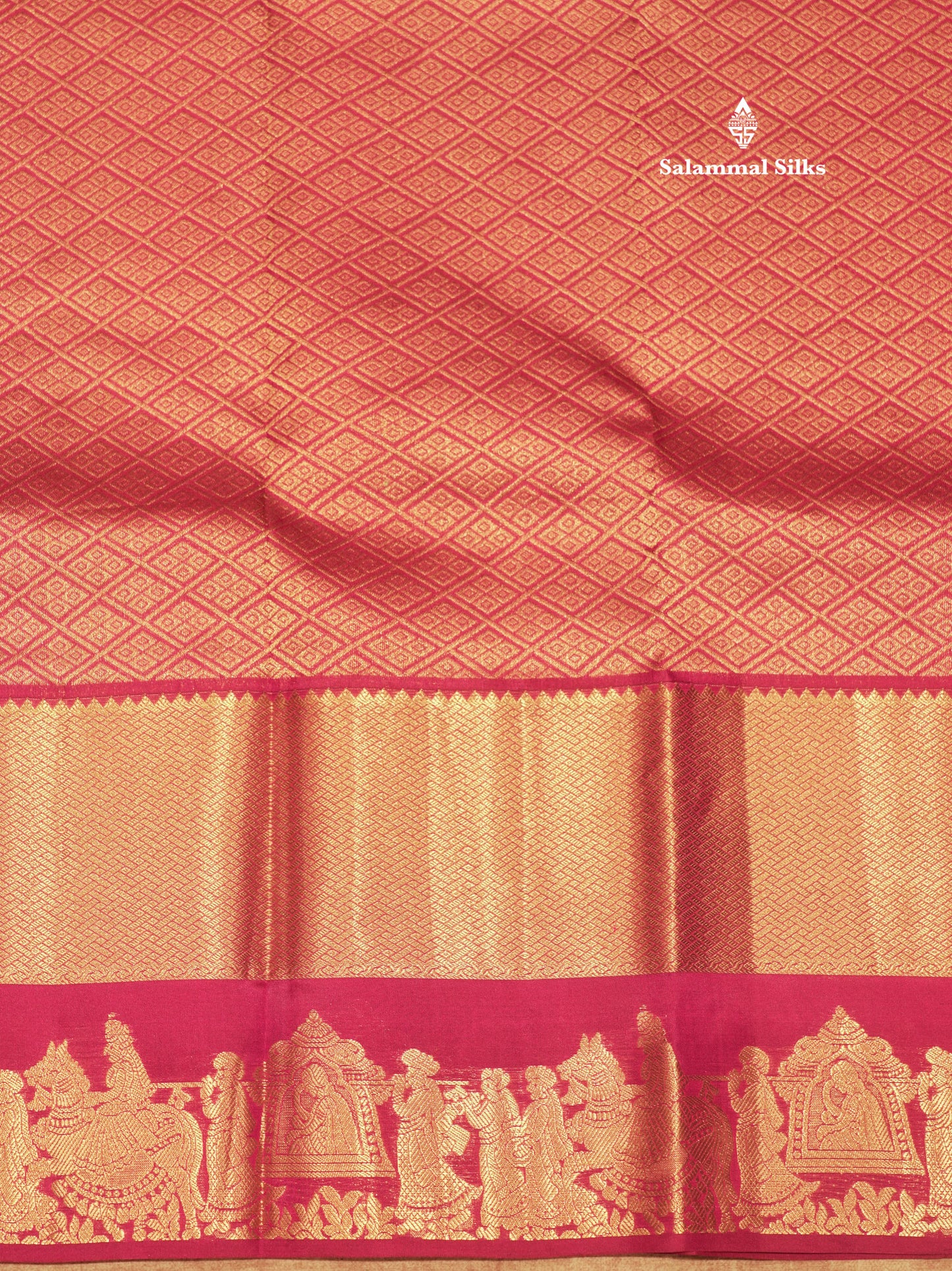 Magenta Pink Colour Pure Kanjivaram Silk Saree with Pallakku Border