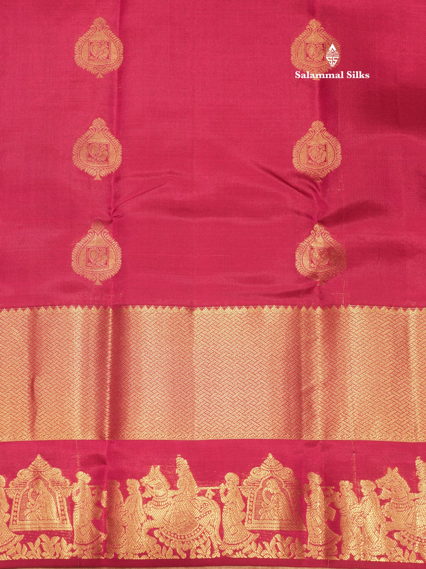 Magenta Pink Colour Pure Kanjivaram Silk Saree with Pallakku Border