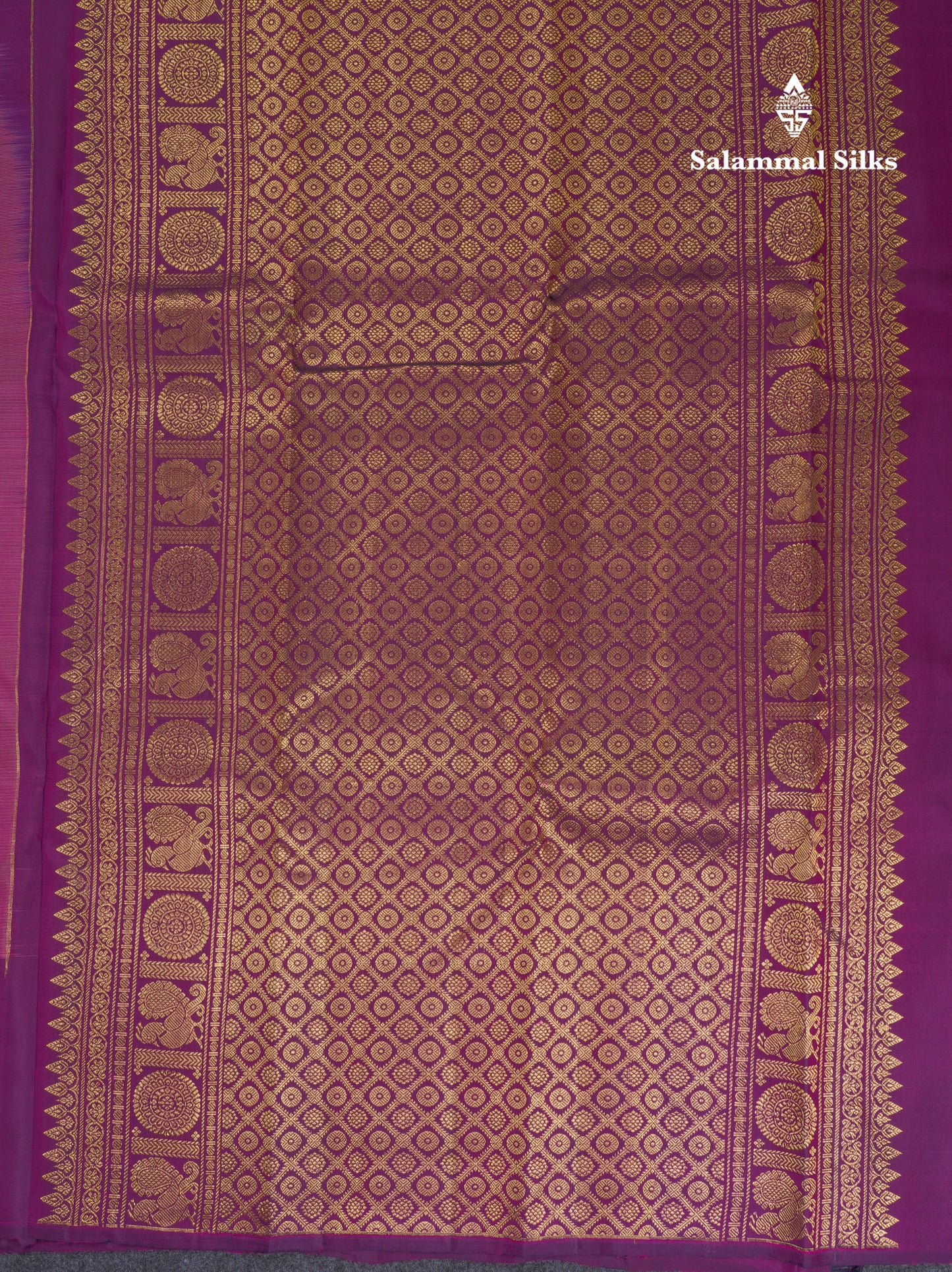 Light Pink Pure Kanjivaram Silk Saree With Contrast Dark Purple Fancy Border