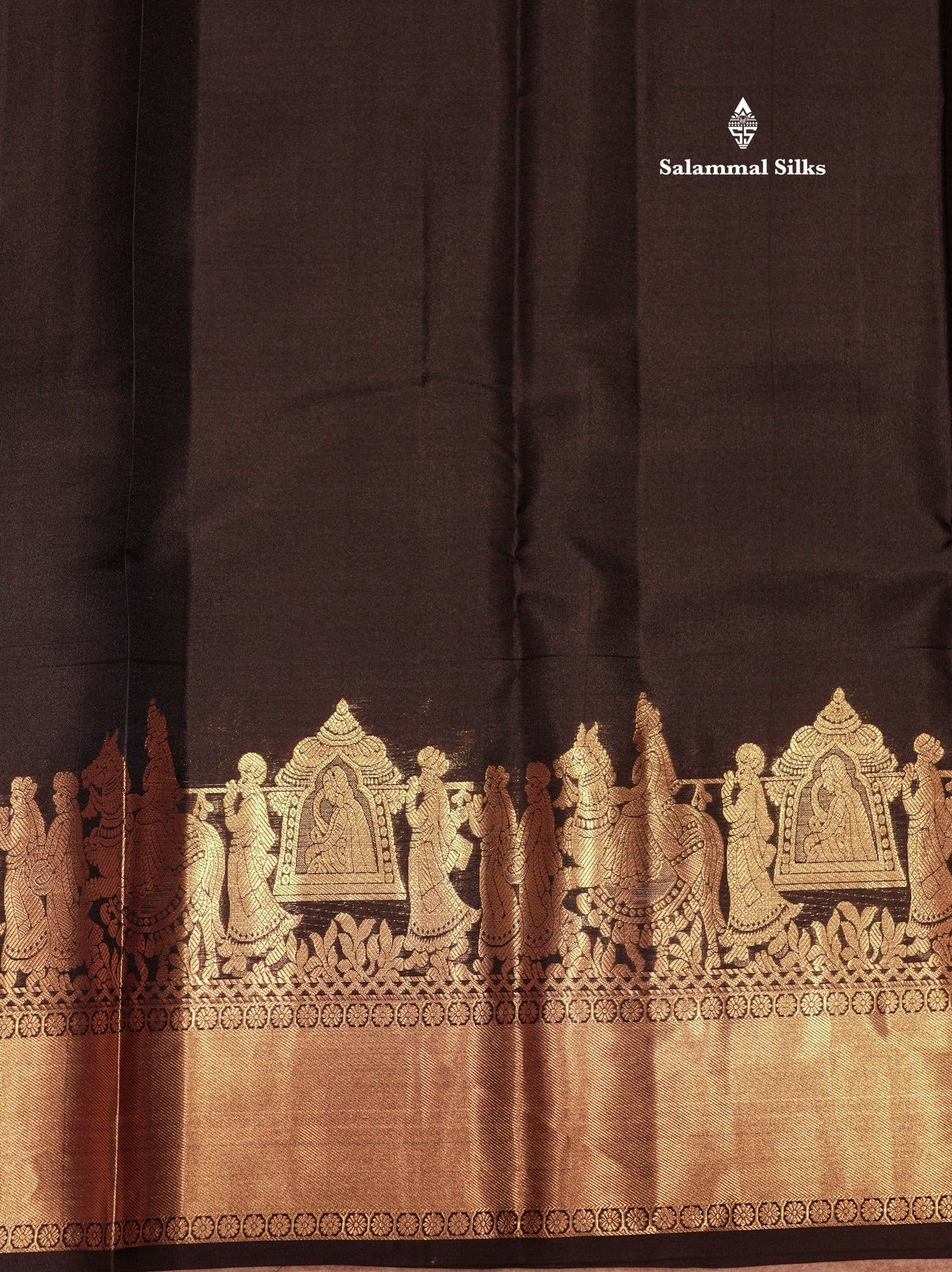 Black Colour Plain Pure Kanjivaram Silk Saree with Pallakku Border