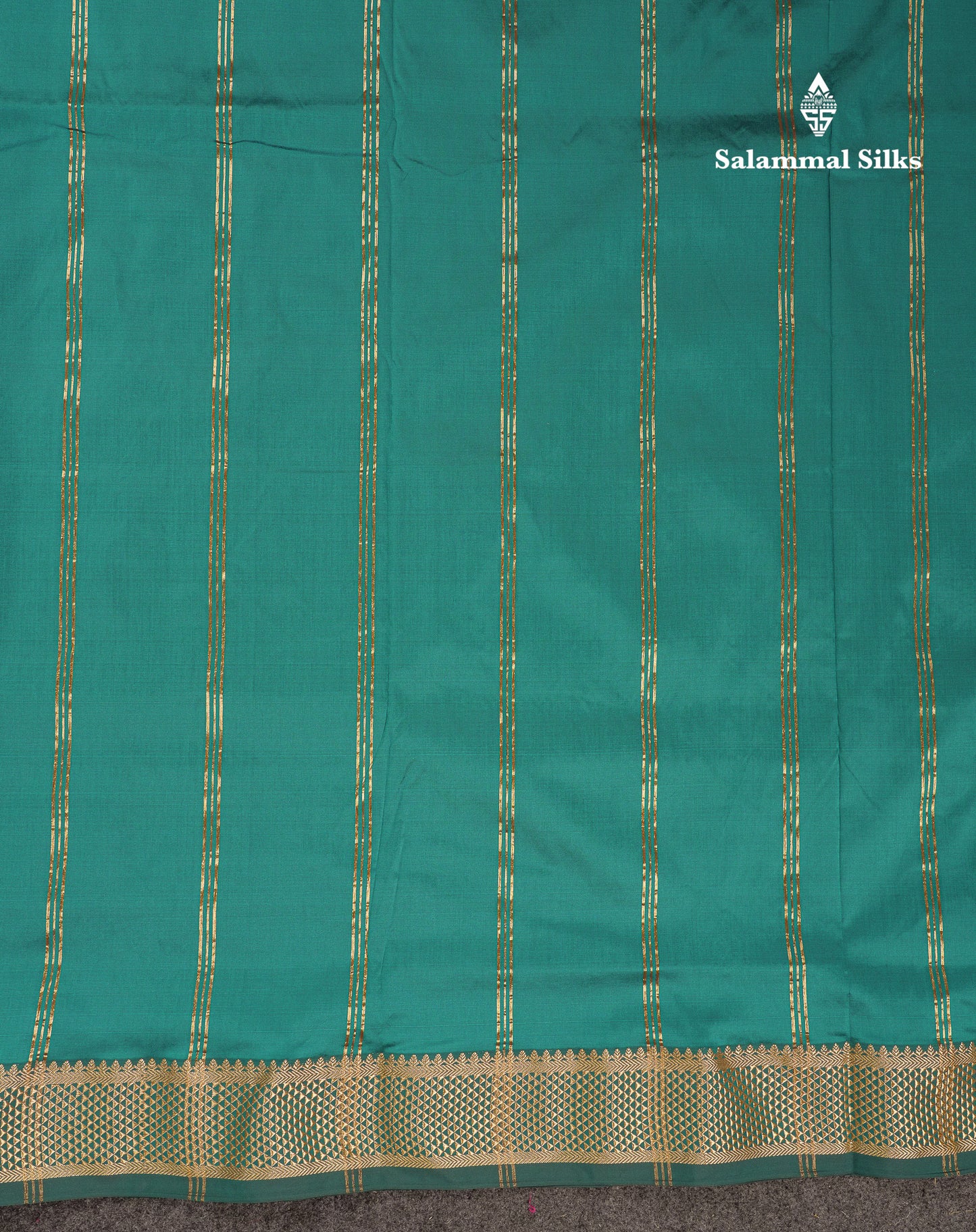 10.5 Yards Semi Silk Saree Peacock Blue Plain With Traditional Border
