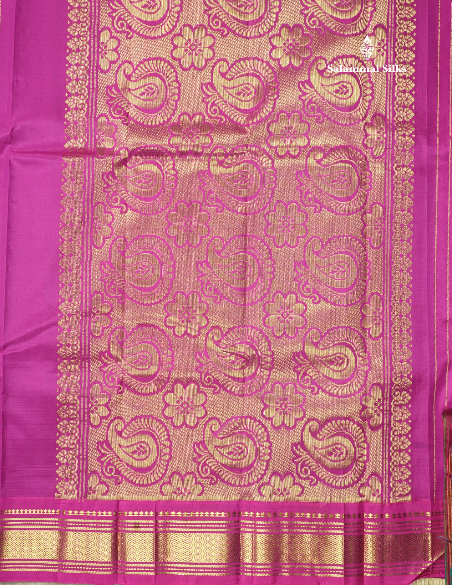 Navy Blue Pure Kanjivaram Silk Saree With One Side Traditional Border
