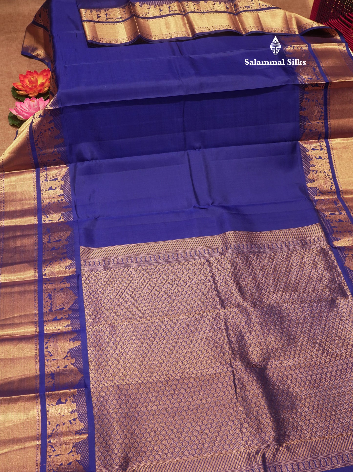 Royal Blue Colour Pure Kanjivaram Silk Saree with Pallakku Border