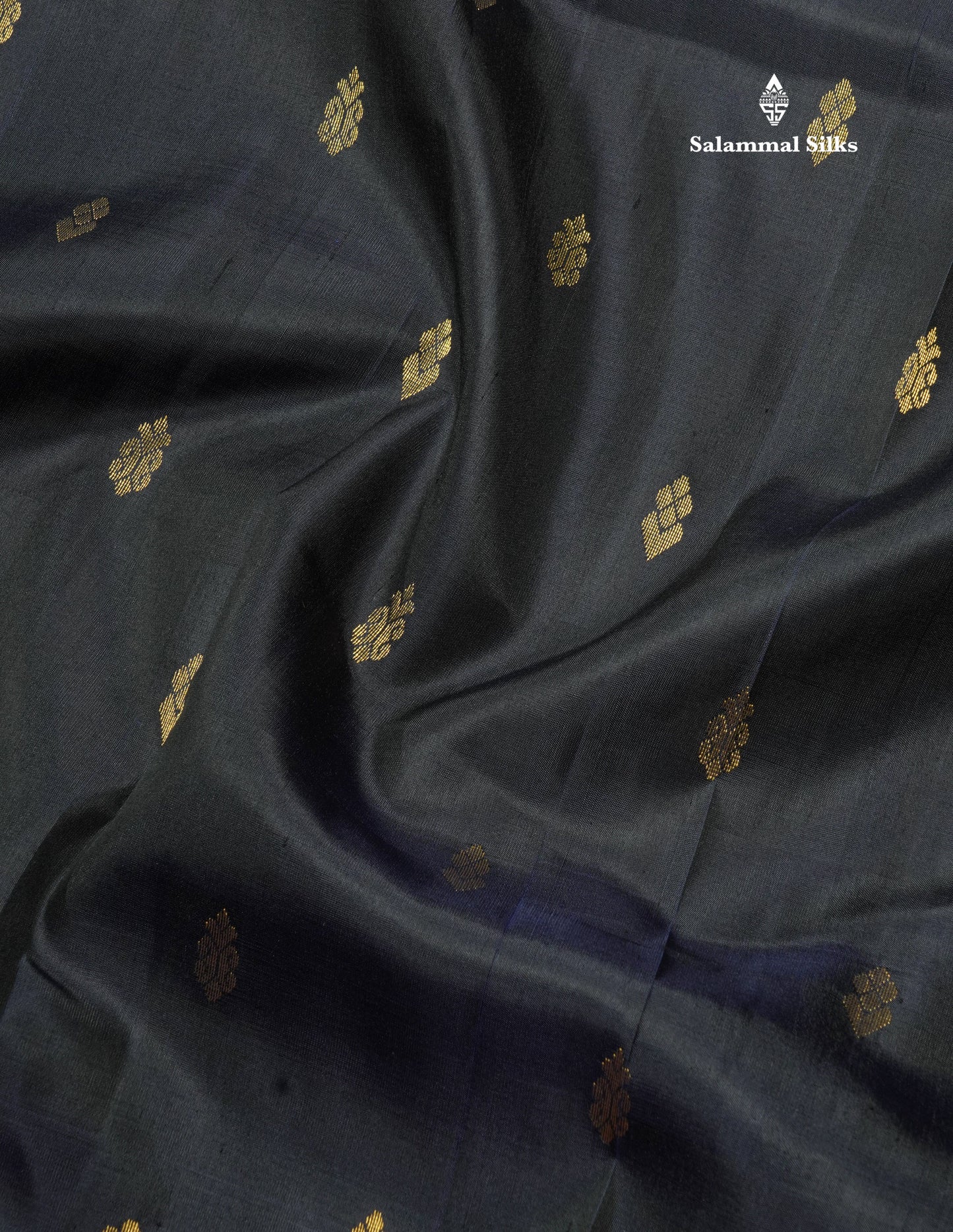 Navy Blue Pure Kanjivaram Silk Saree With One Side Traditional Border