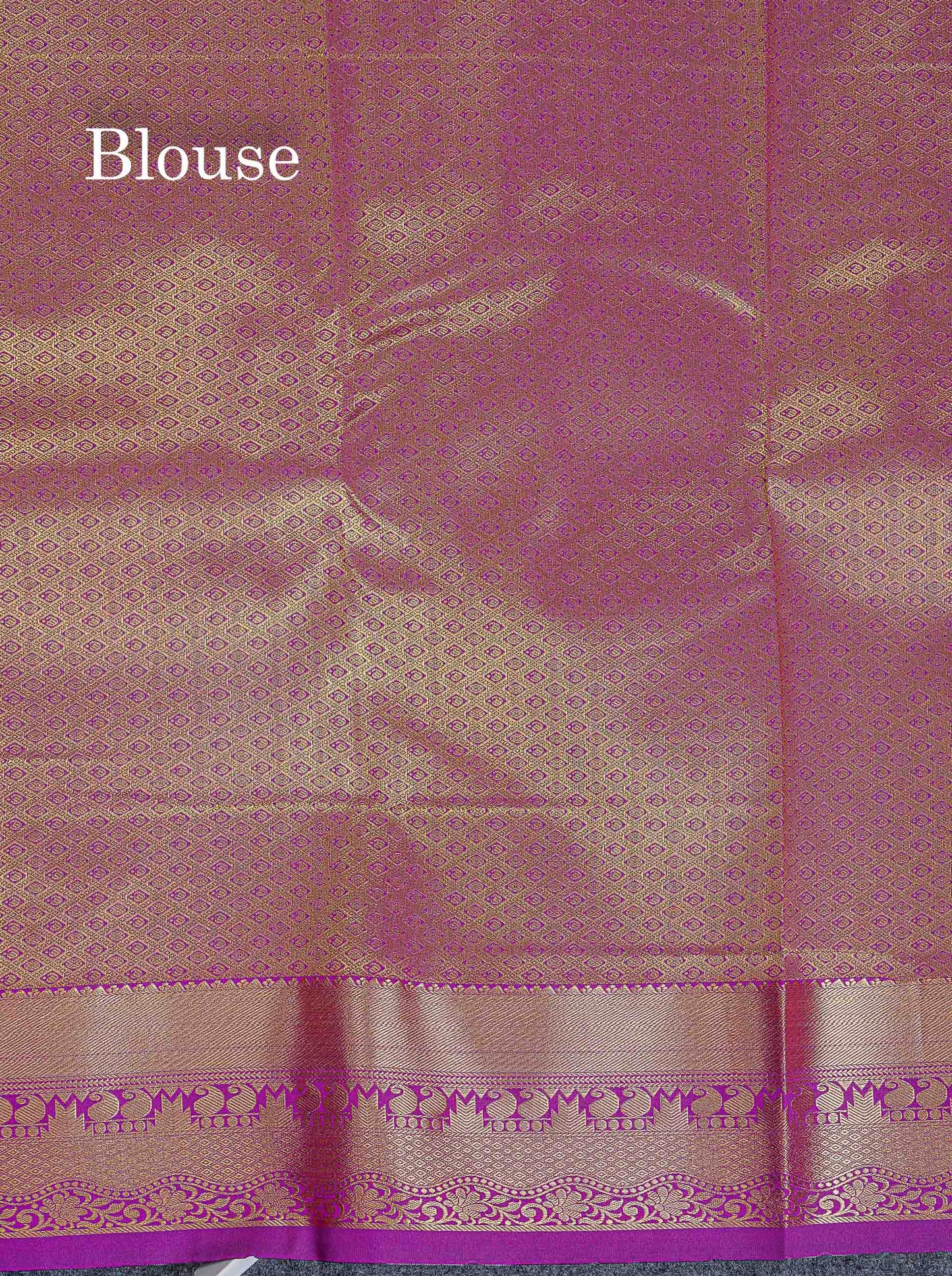 Bridal Semi Silk Saree - Sandal Colour Body With Contrast Purple Blouse