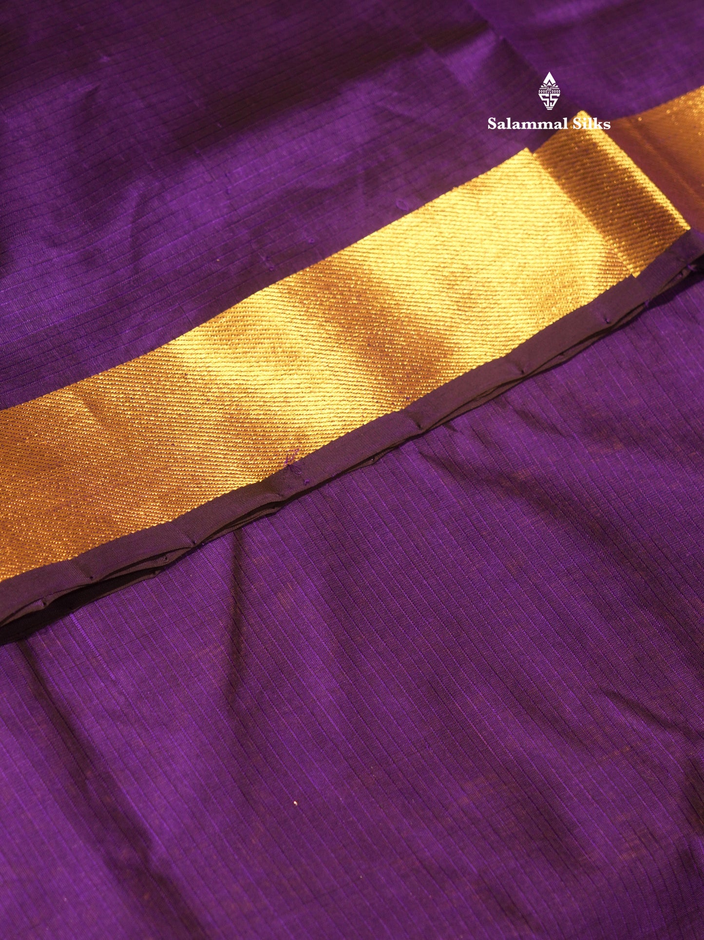 Violet Colour Pure Silk Cotton Saree With Gold Zari Border