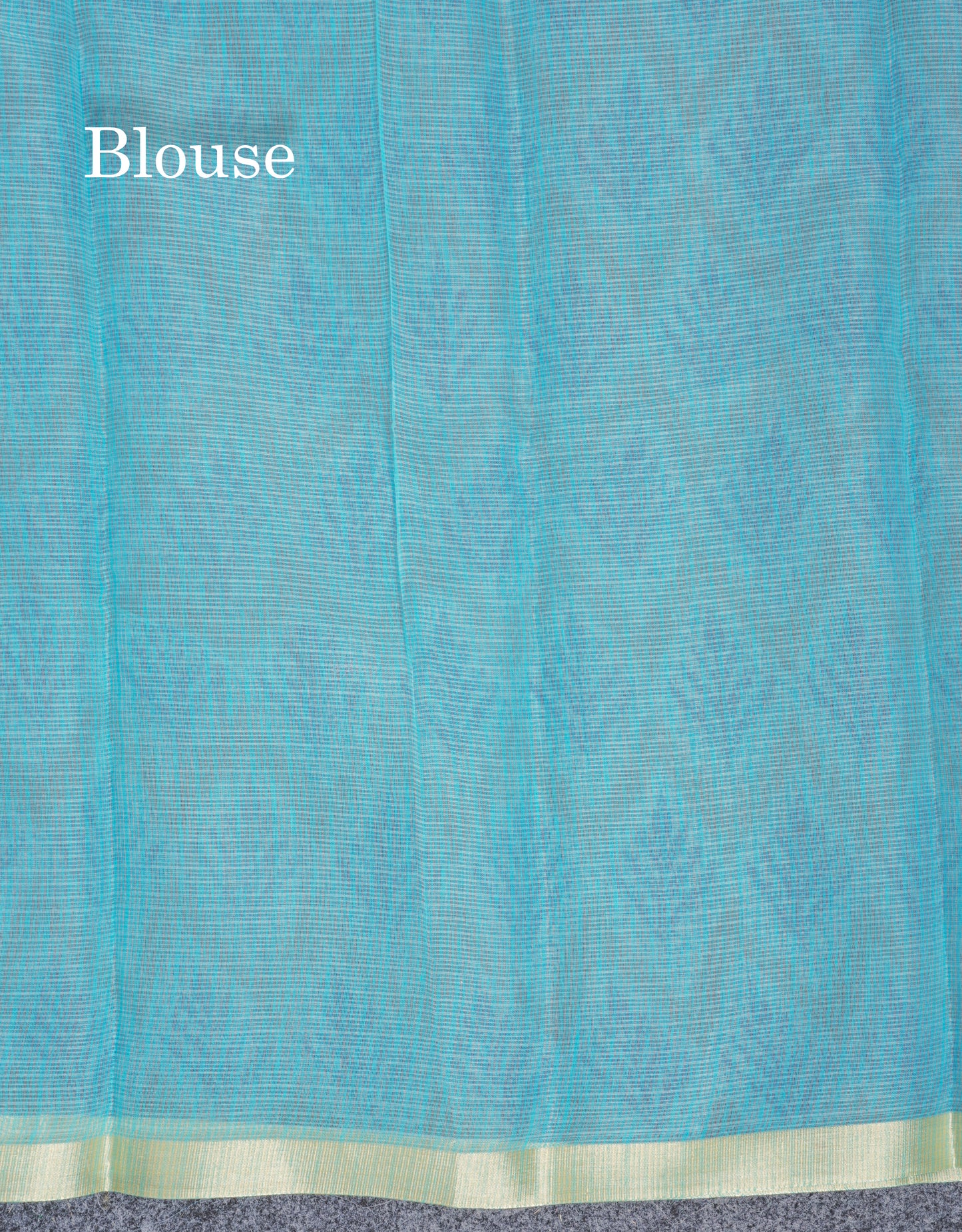 Sapphire Green Kota Cotton Saree With Small Ribbon Border