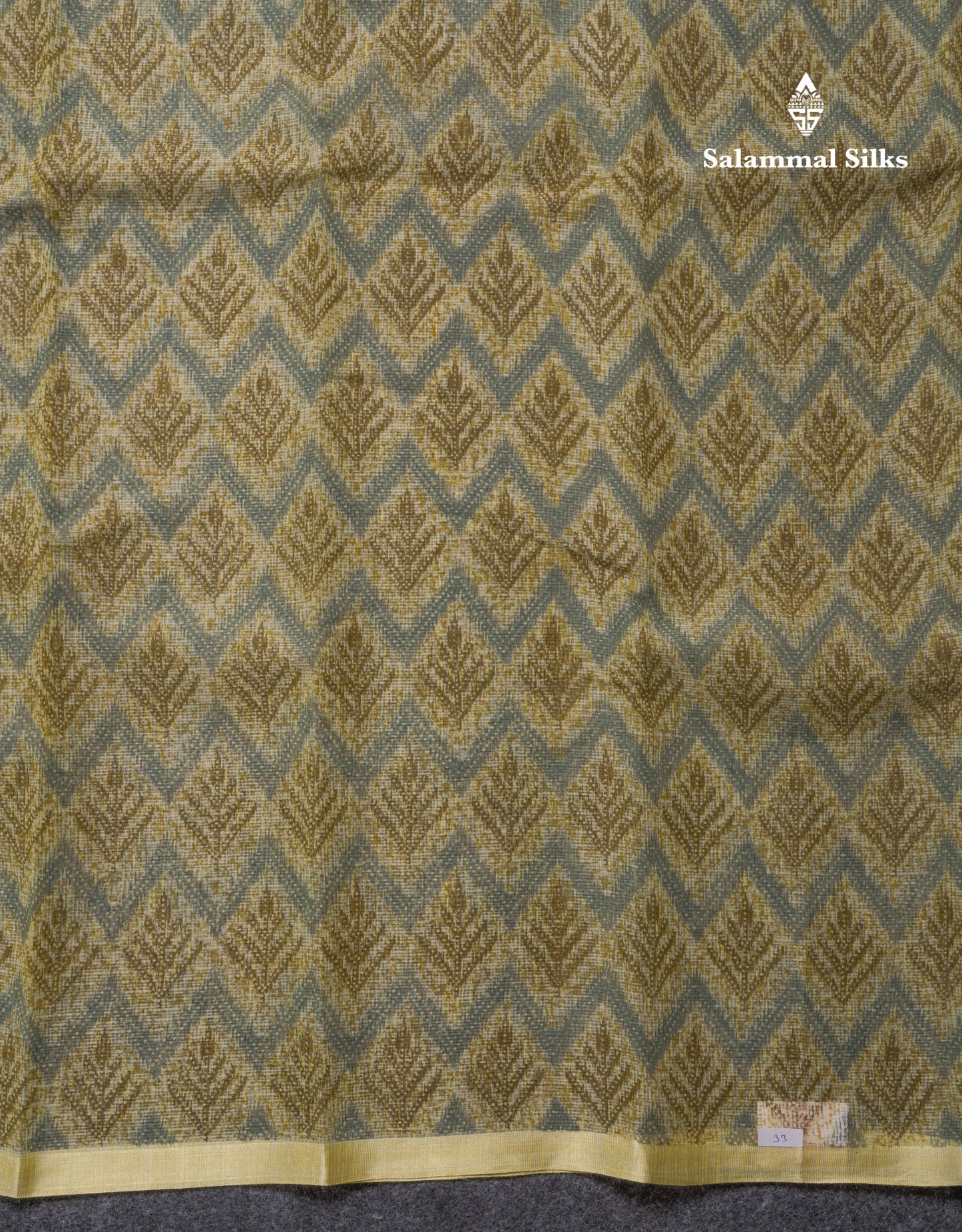 Sapphire Green Kota Cotton Saree With Small Ribbon Border