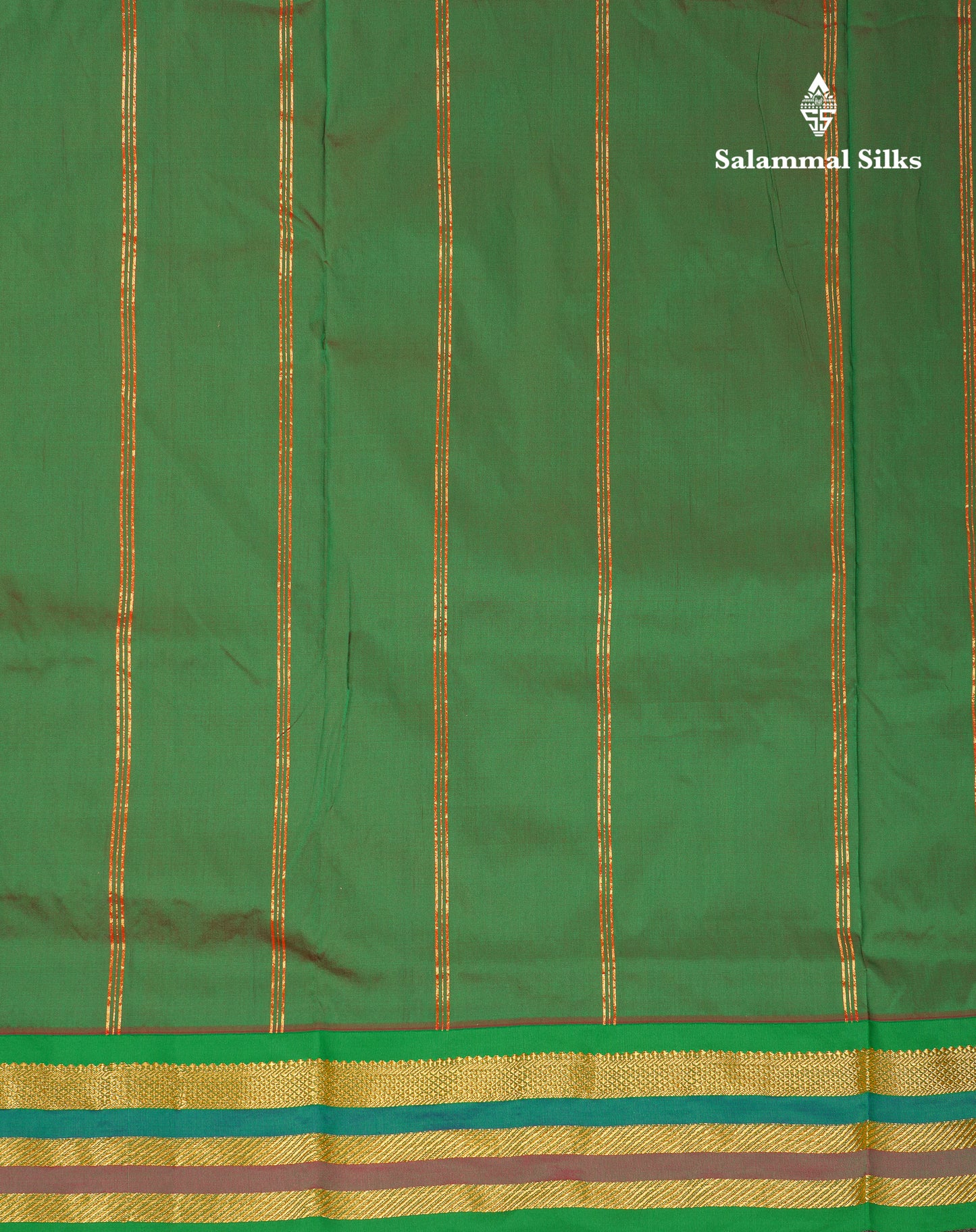 10.5 Yards Semi Silk Saree Green With Contrast Pink Traditional Border