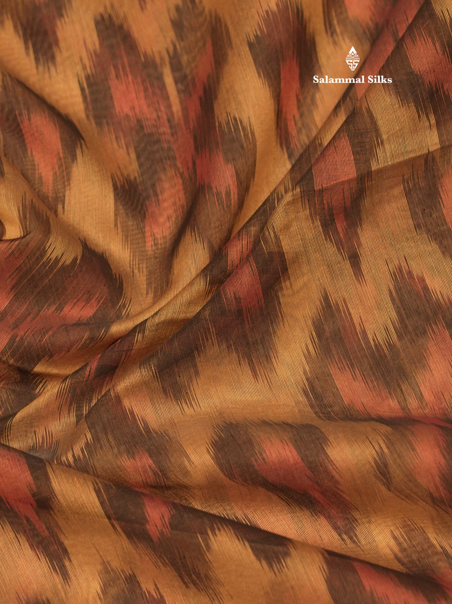 Premium Sandal Colour Pochampalli Cotton Saree With Gold Zari Border