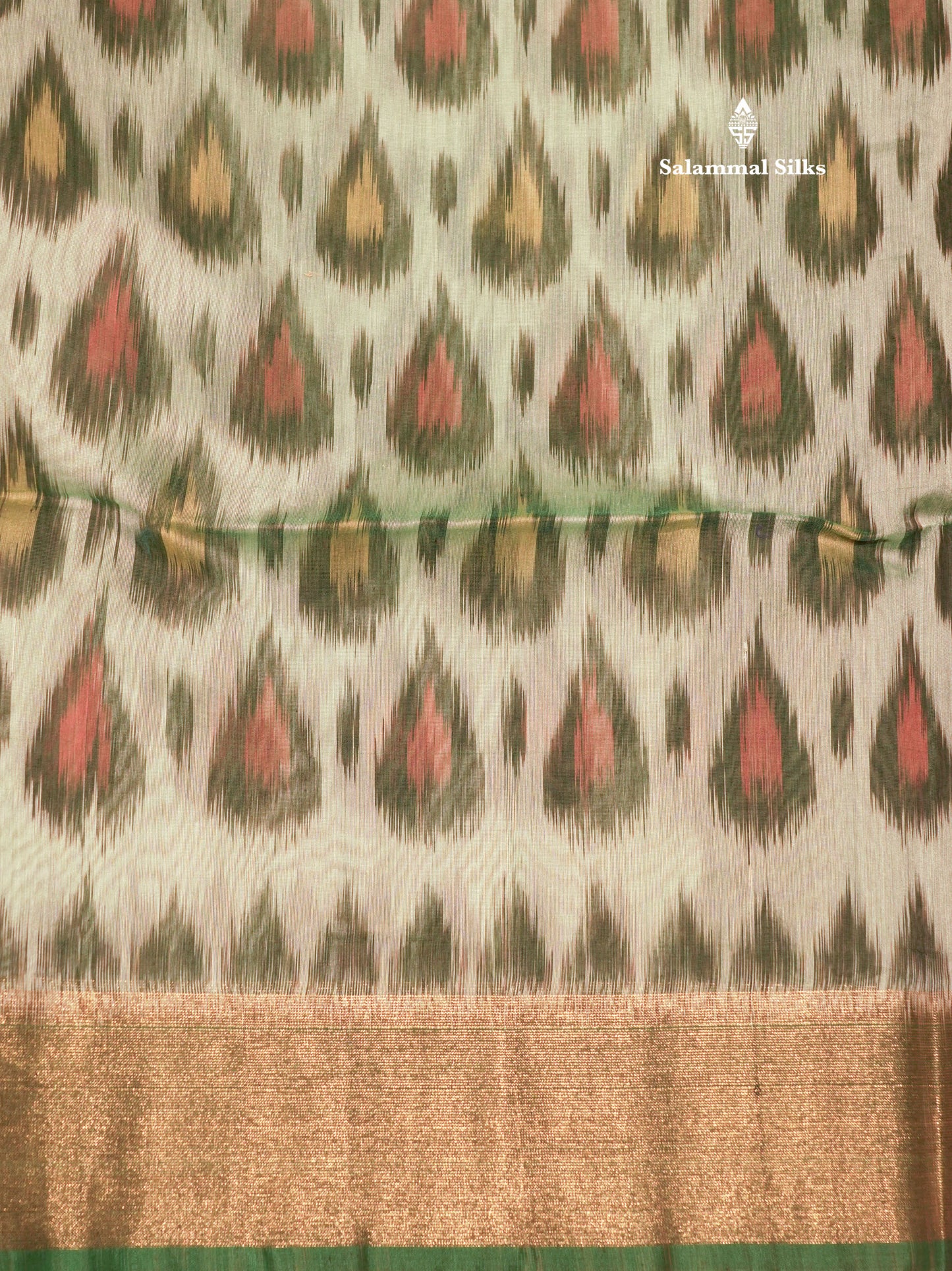 Premium Light Green Colour Pochampalli SICO Cotton Saree With Gold Zari Border