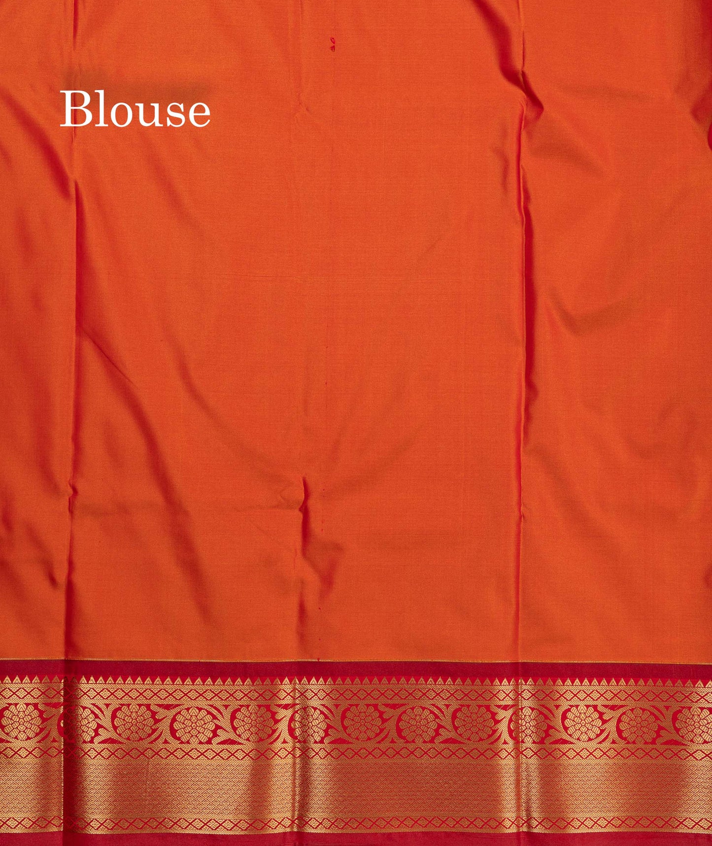 Beautiful Dual Tone Sapphire Green Zari Butta Semi Silk Saree With Contrast Orange Blouse