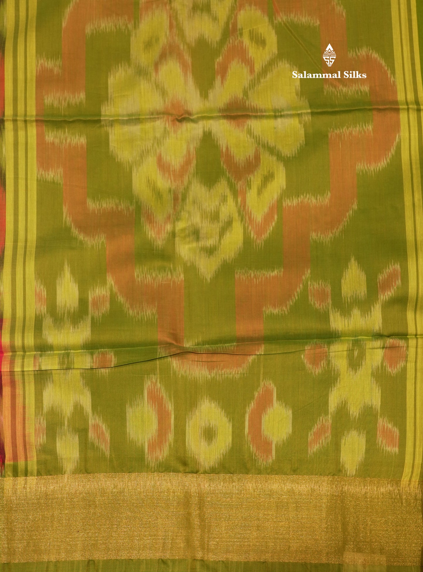 Premium Pink Colour Pochampalli Cotton Saree With Contrast Tissue Parrot Green Border