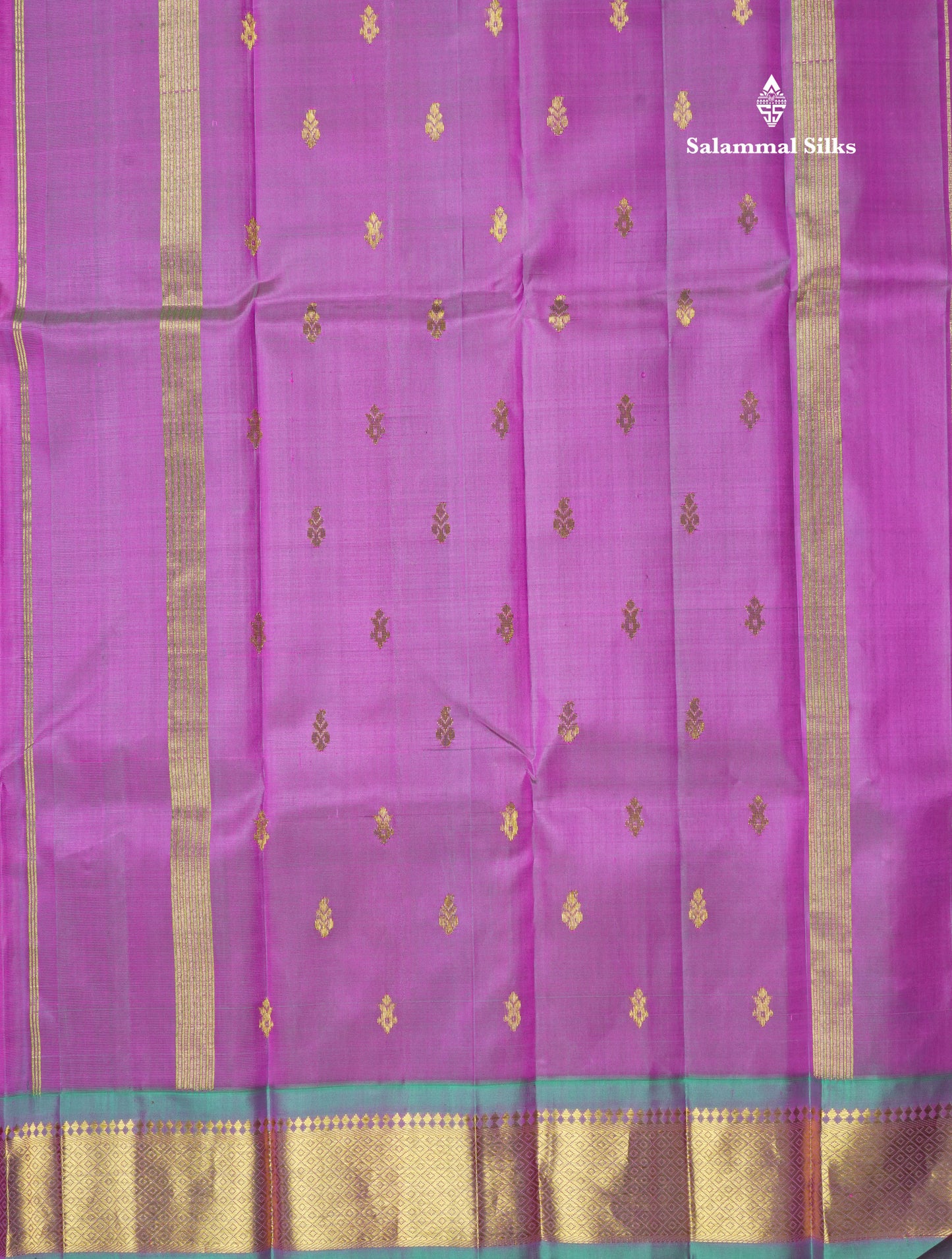 Pink Pure Kanjivaram Silk Saree With One Side Contrast Light Rexona Border