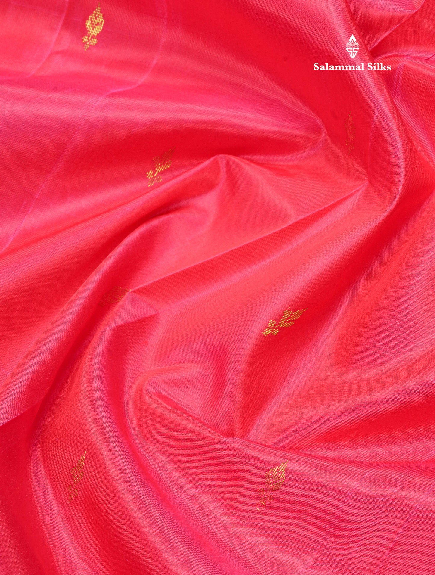 Reddish Pink Pure Kanjivaram Silk Saree With One Side Contrast Blue Border