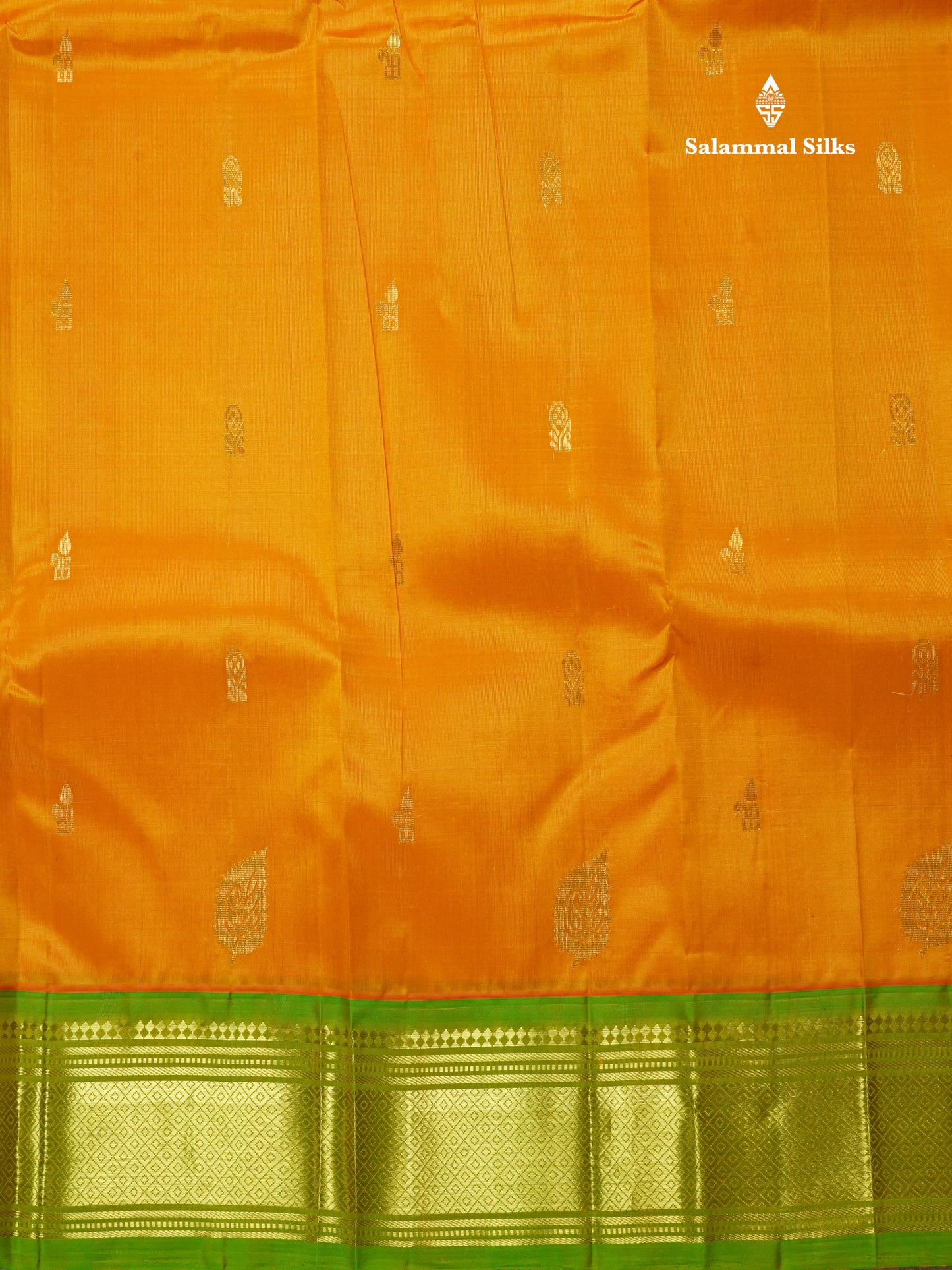 Mango Yellow Pure Kanjivaram Silk Saree With One Side Contrast Green Border