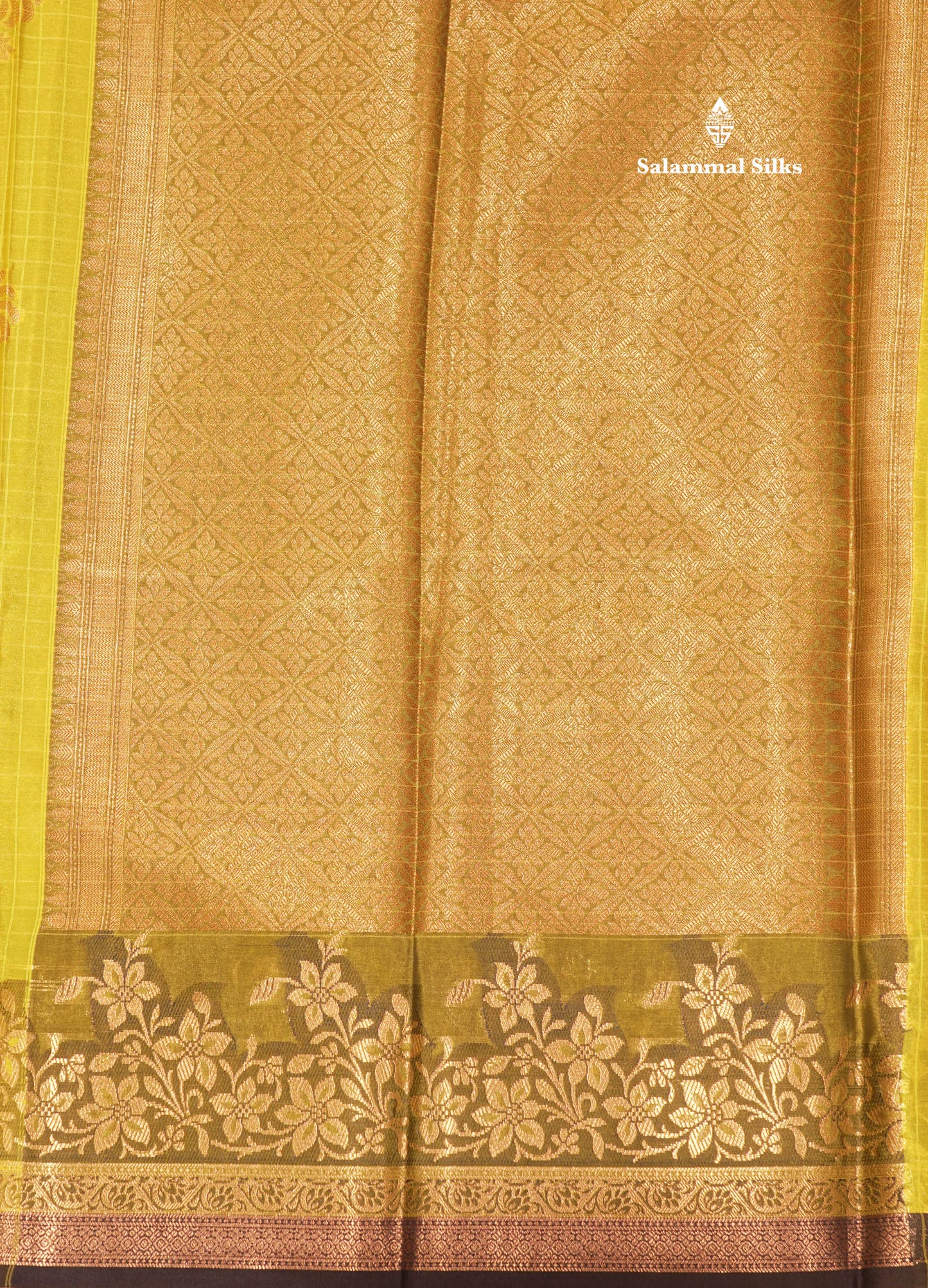 Lemon Yellow Colour Small Checks Semi Silk Saree With Fancy Border