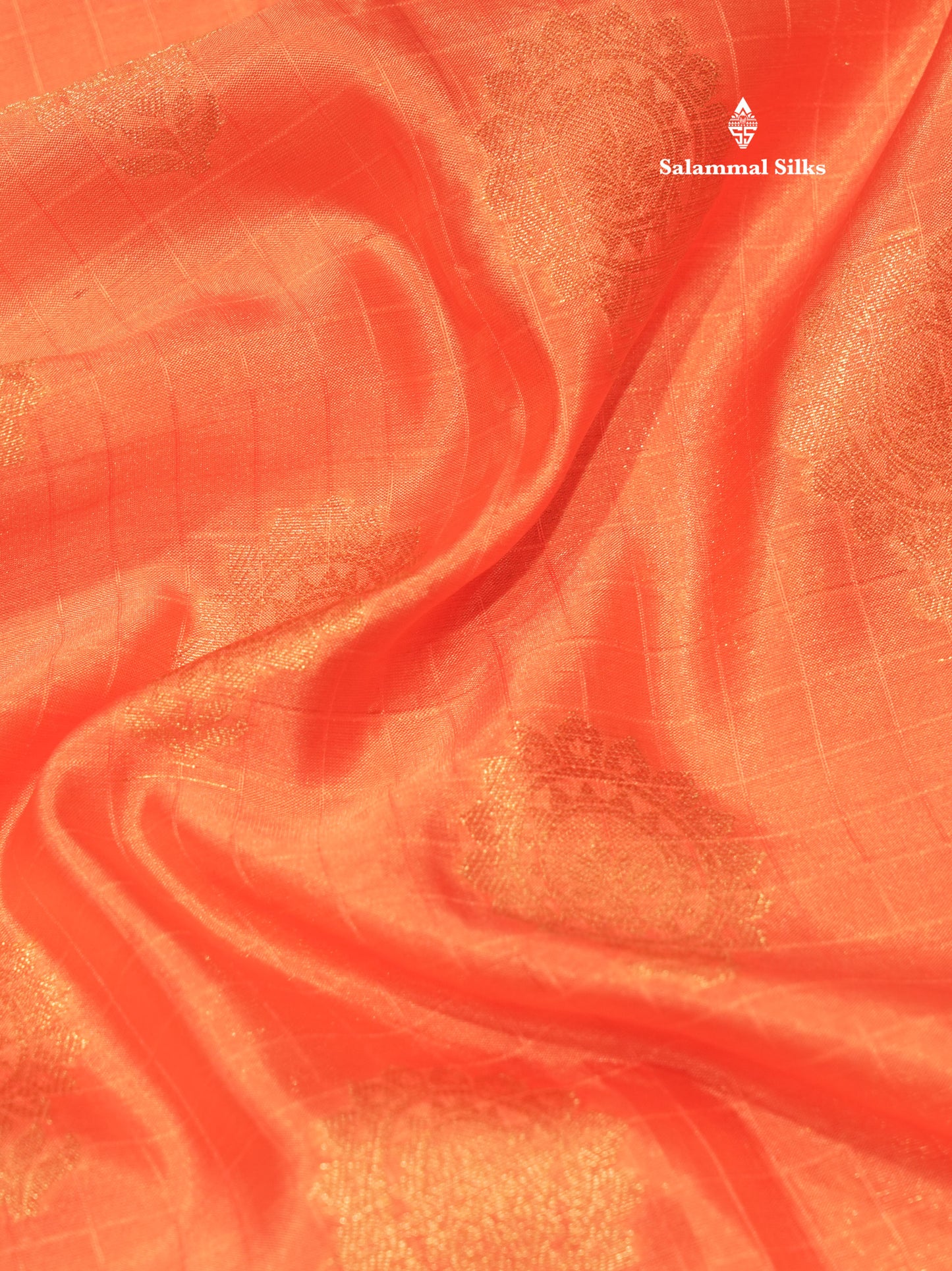 Peach Colour Small Checks Semi Silk Saree With Royal Blue Border
