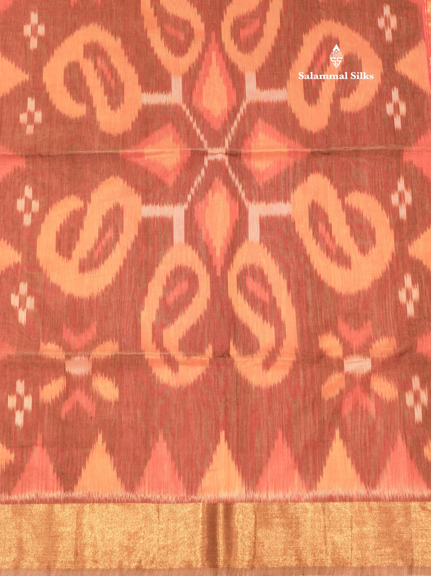 Premium Light Sandal Colour Pochampalli SICO Cotton Saree With Gold Zari Border