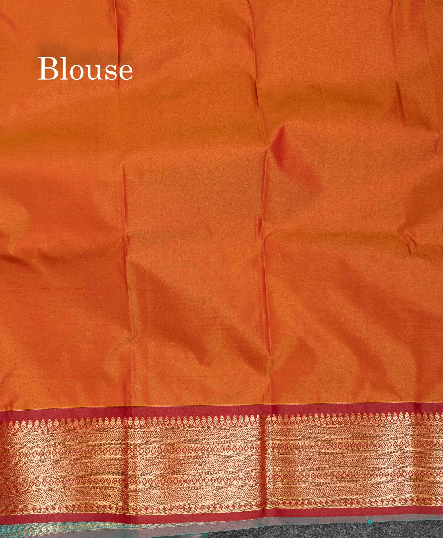 Beautiful Rexona Green Semi Silk Saree With Contrast Rust Orange Blouse