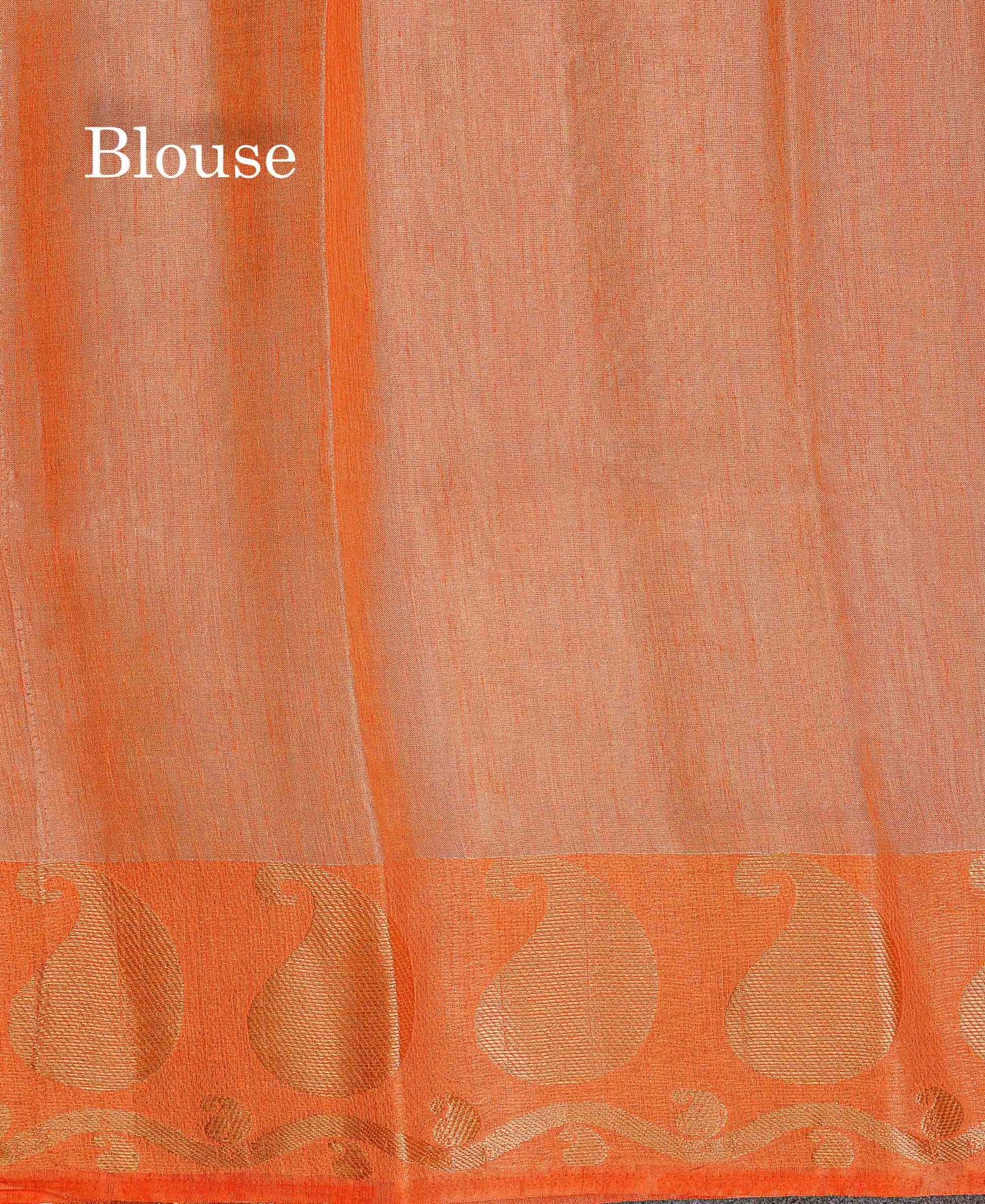 Semi Raw Silk Tissue Saree - Light Orange Colour Body With Fancy Border