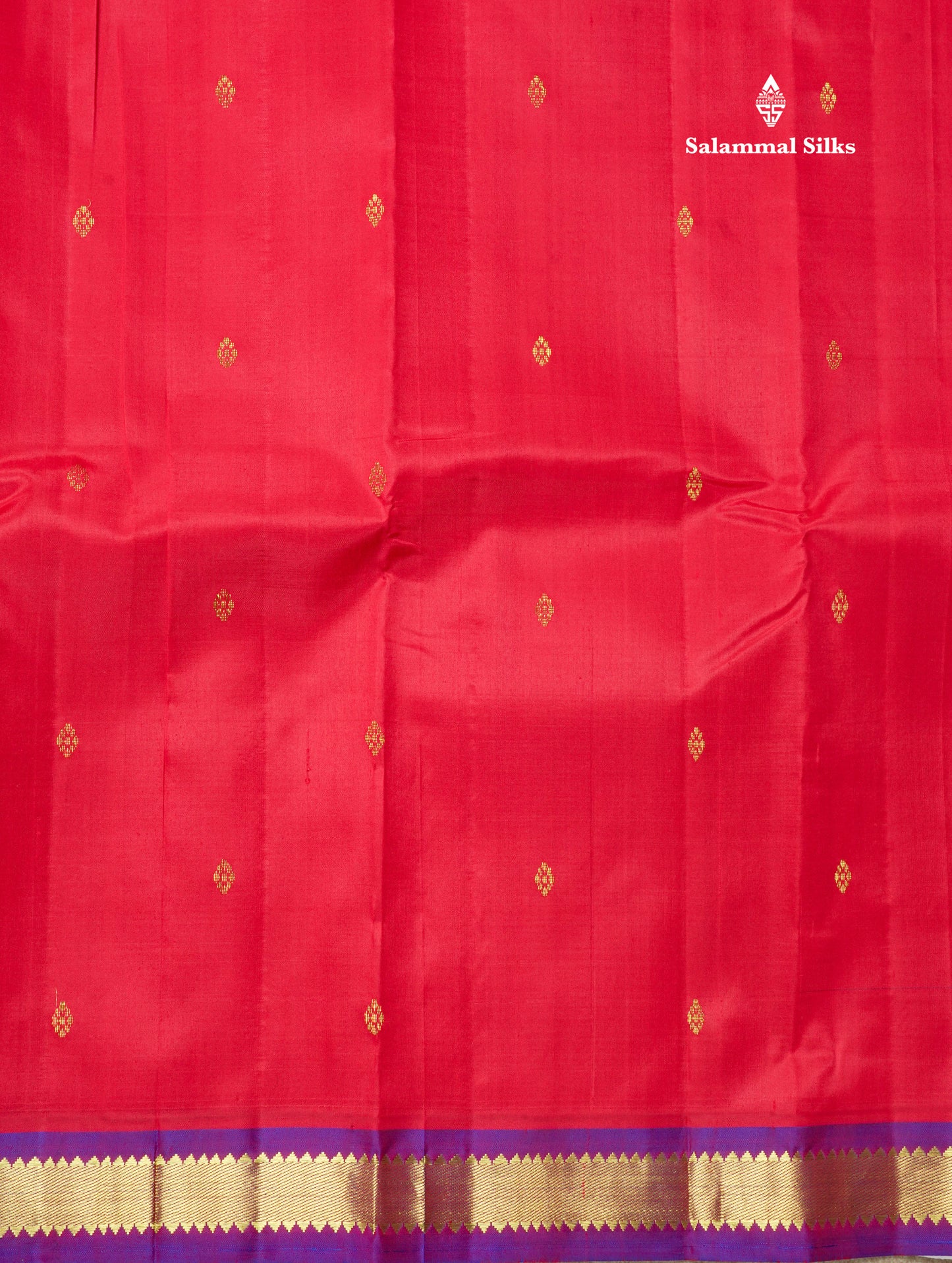 Chilly Red Pure Kanjivaram Silk Saree With Small One Side Contrast Purple Border