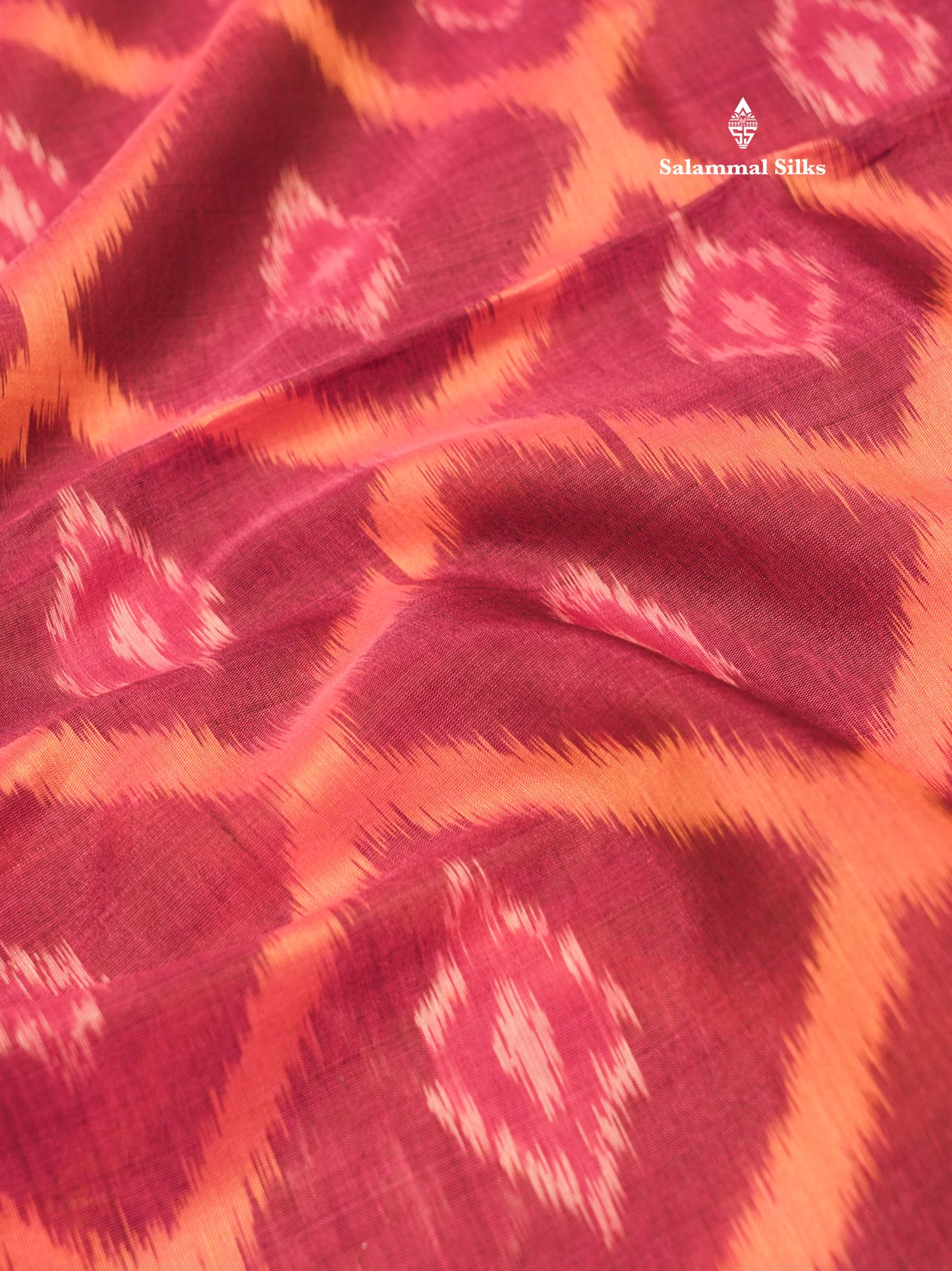 Premium Magenta Colour Pochampalli Pure Cotton Saree With Contrast Bottle Green Border