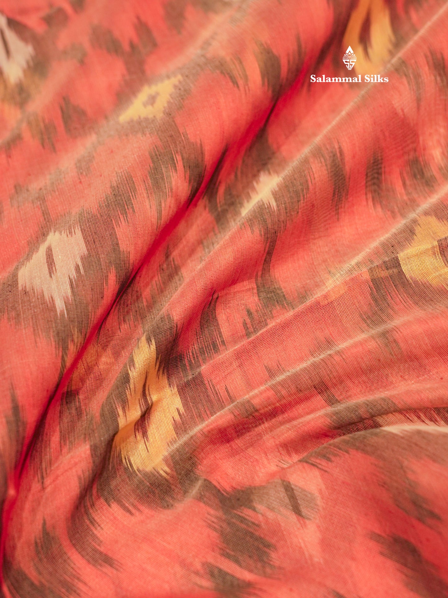 Premium Chocolate Colour Pochampalli Cotton Saree With Gold Zari Border