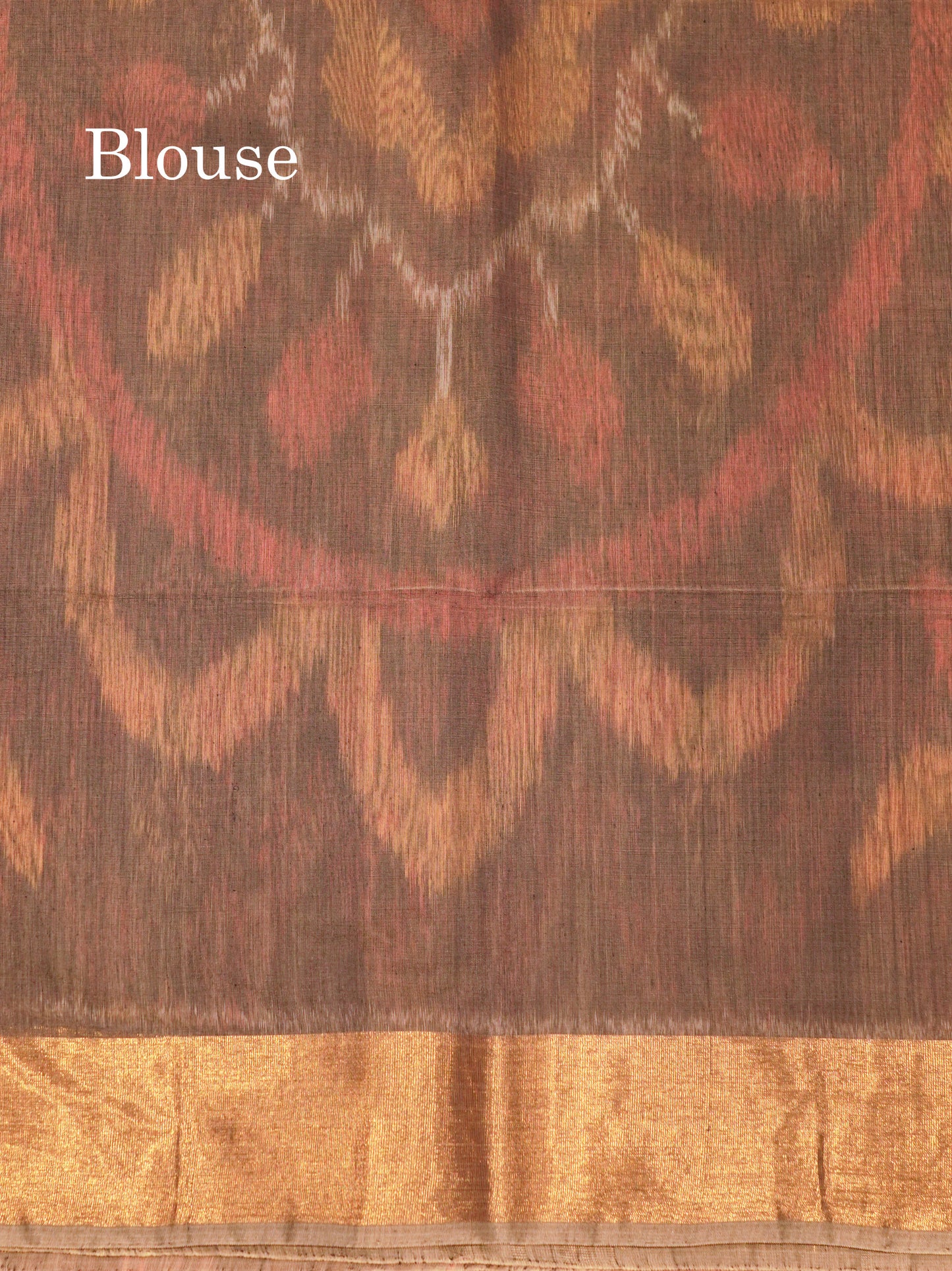 Premium Chocolate Colour Pochampalli Cotton Saree With Gold Zari Border
