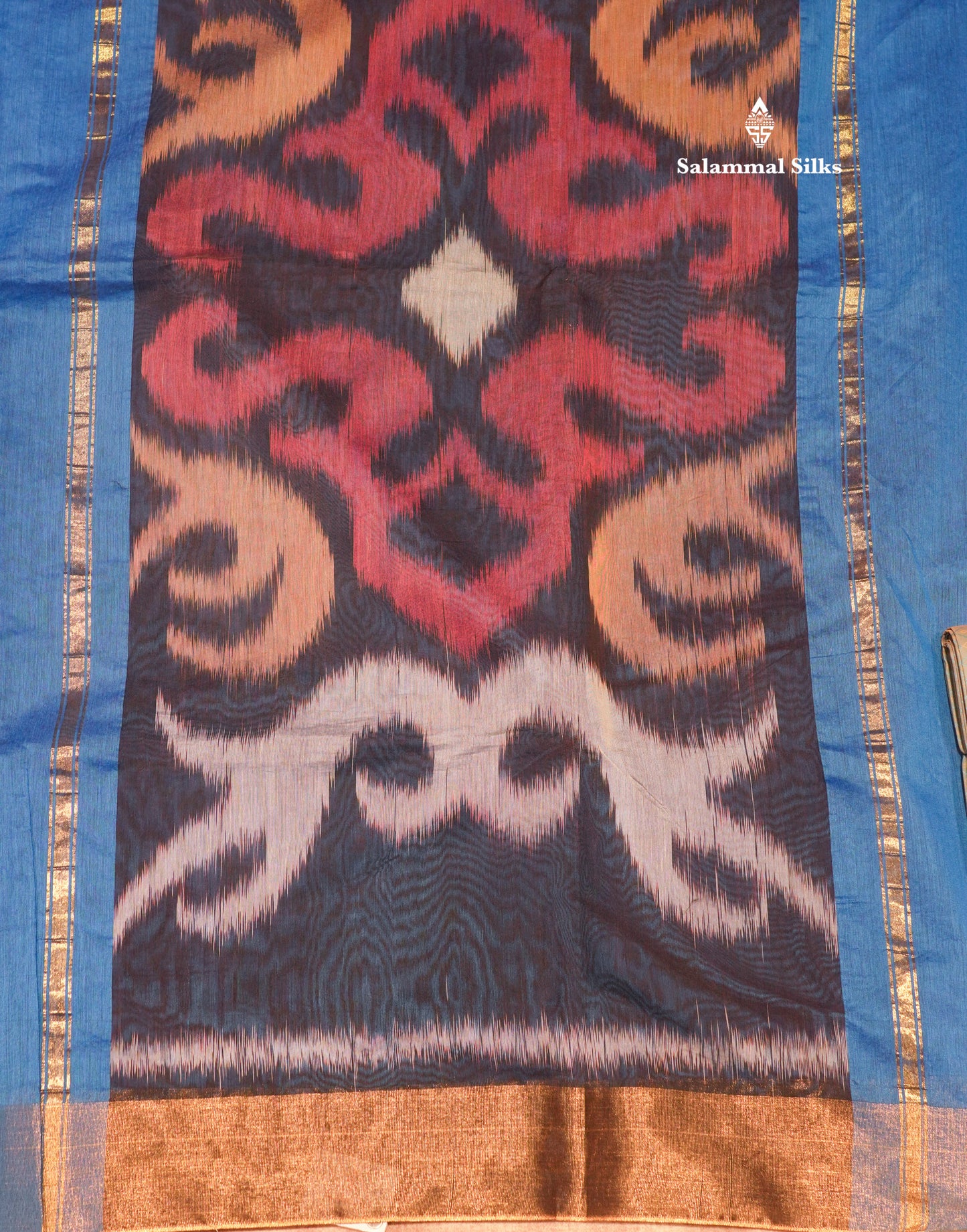 Blue Colour Pochampalli SICO Cotton Saree With Tissue Border