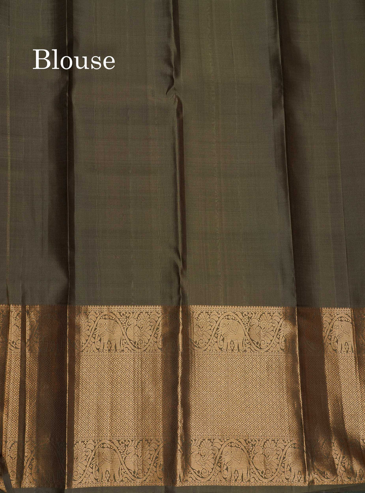 Pure Kanjivaram Silk Saree - Army Green Colour Body With Evening Morning Border