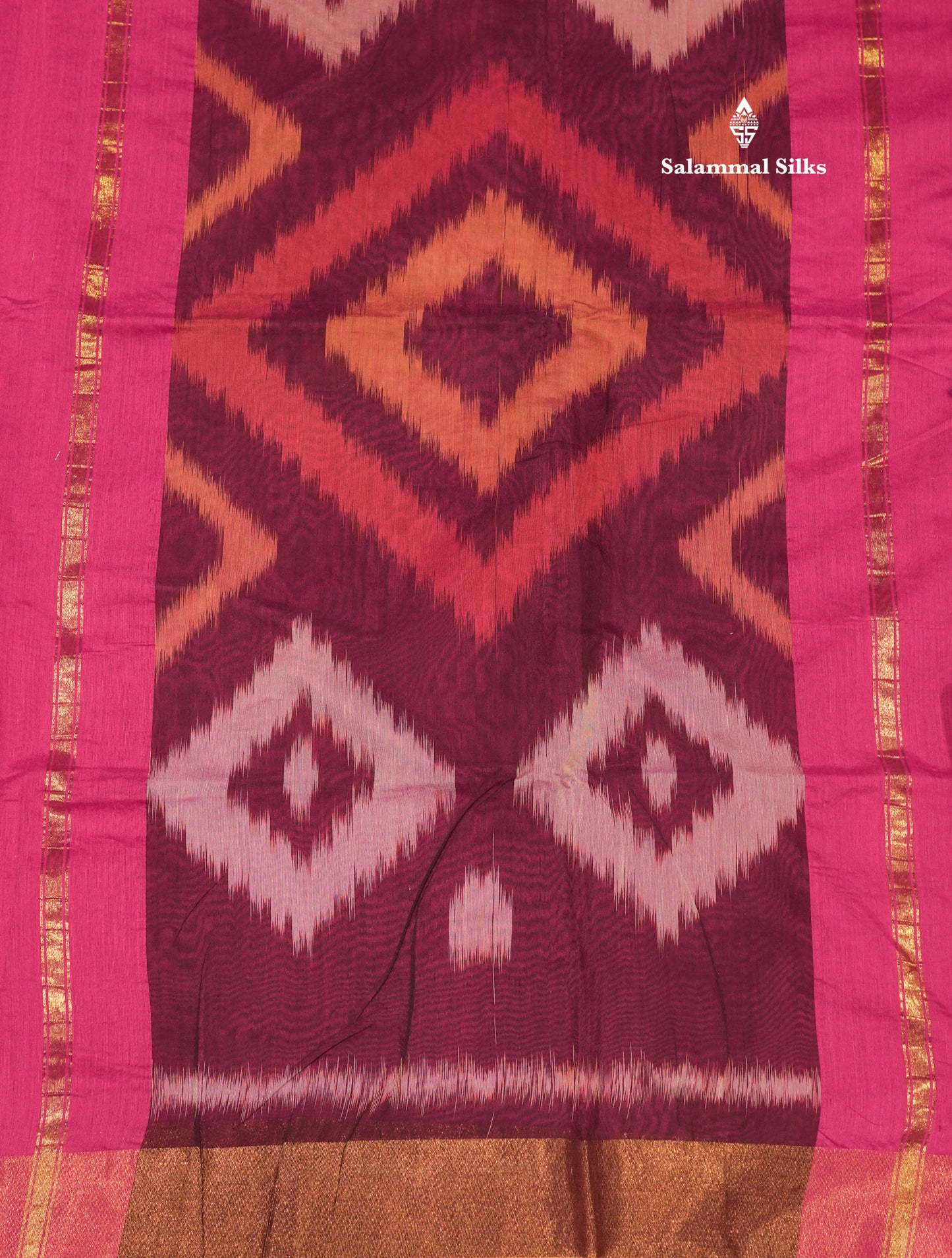 Blue Colour Pochampalli Cotton Saree With Tissue Border