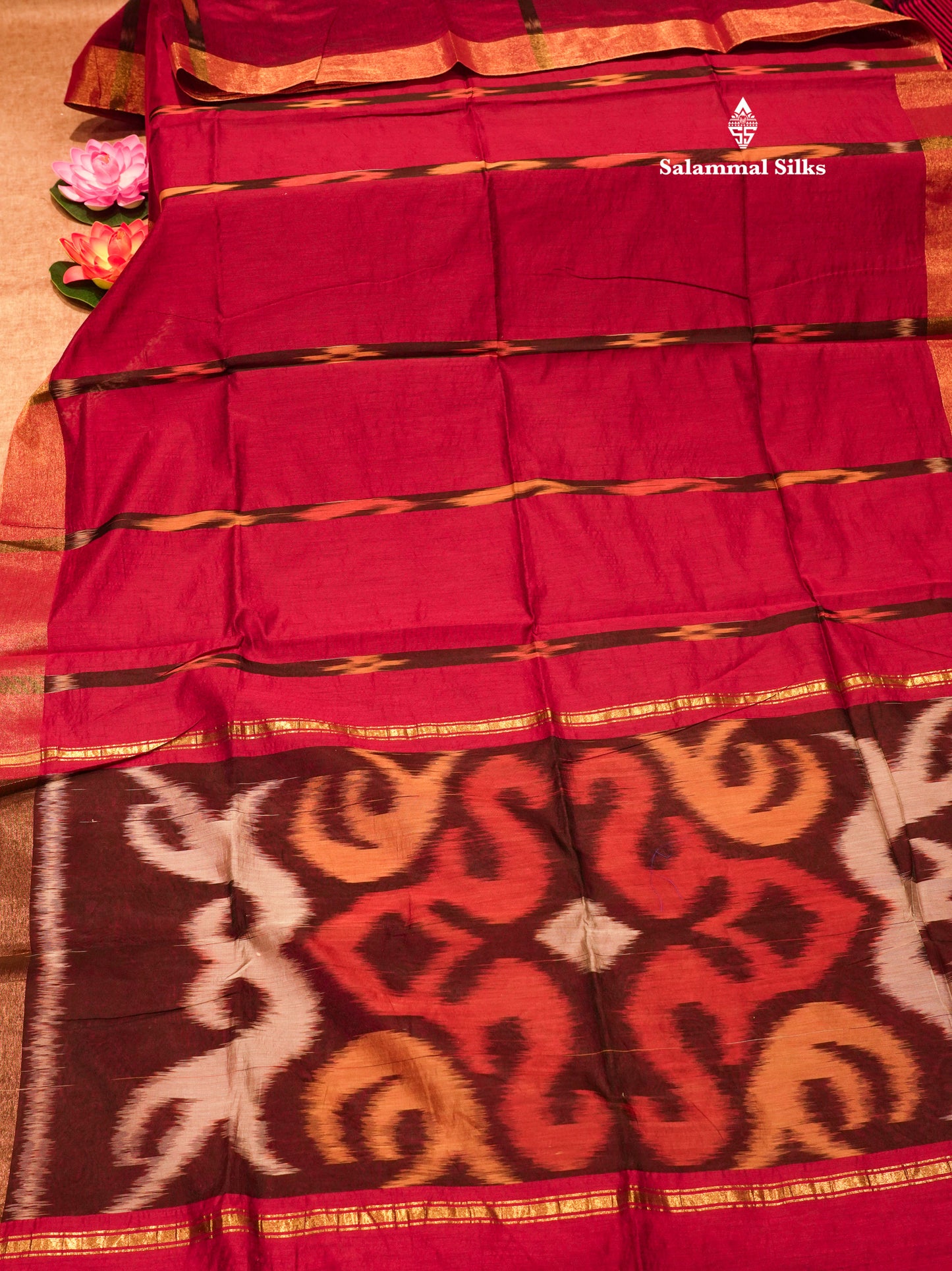 Blue Colour Pochampalli Cotton Saree With Tissue Border