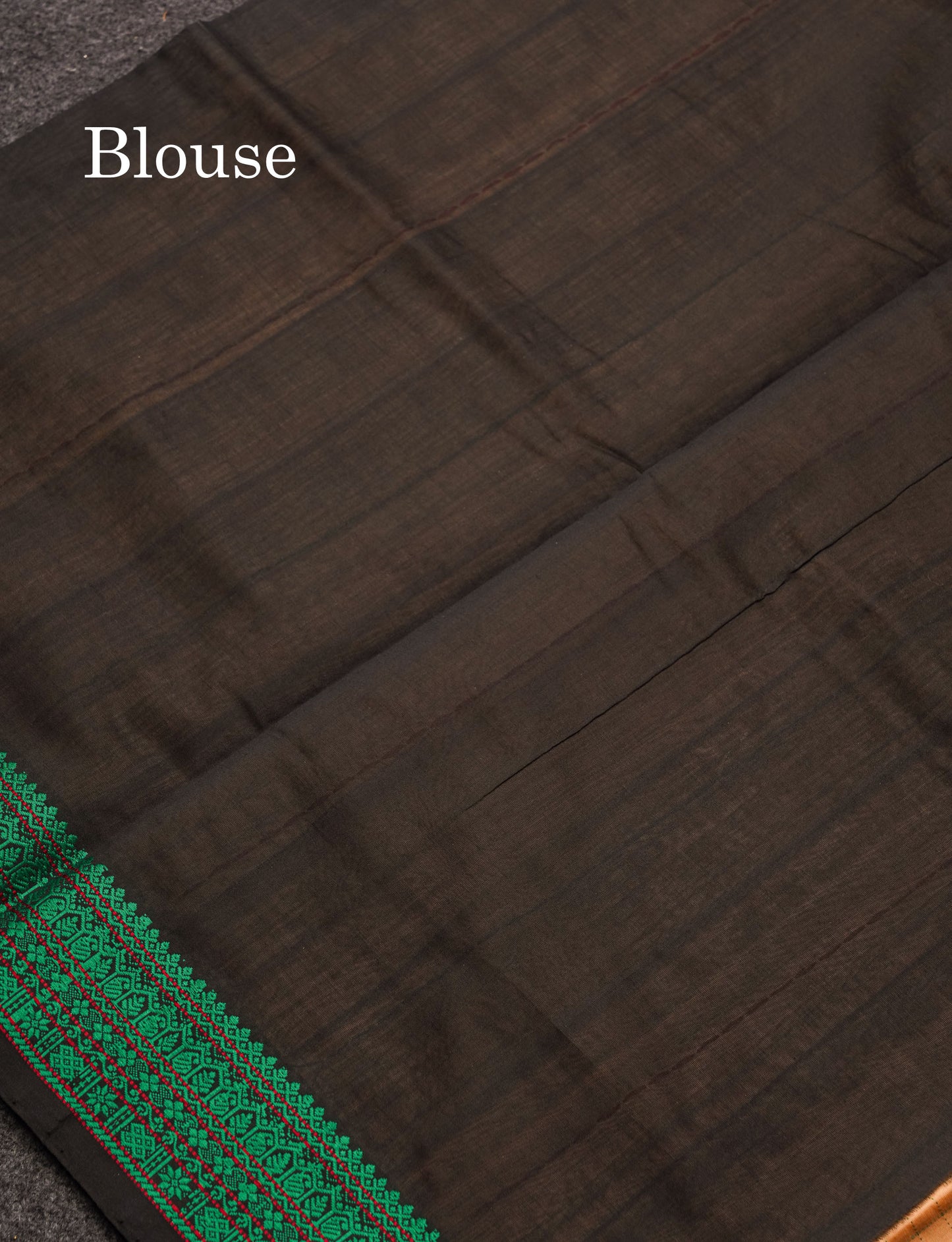 Beautiful Dark Sandal Small Checks Thraed Work Semi Silk Cotton Saree With Contrast Black Blouse