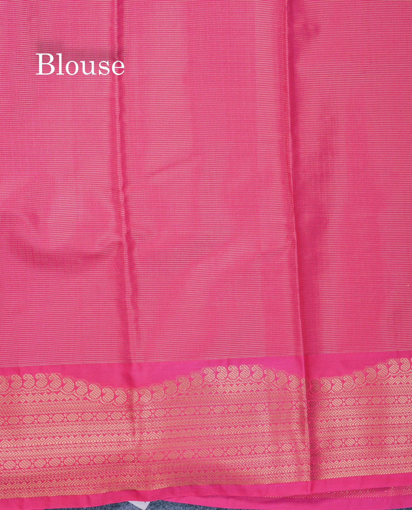 Dark Navy Blue Vaira Oosi Checks Semi Silk Saree With Contrast Pink Turning Border