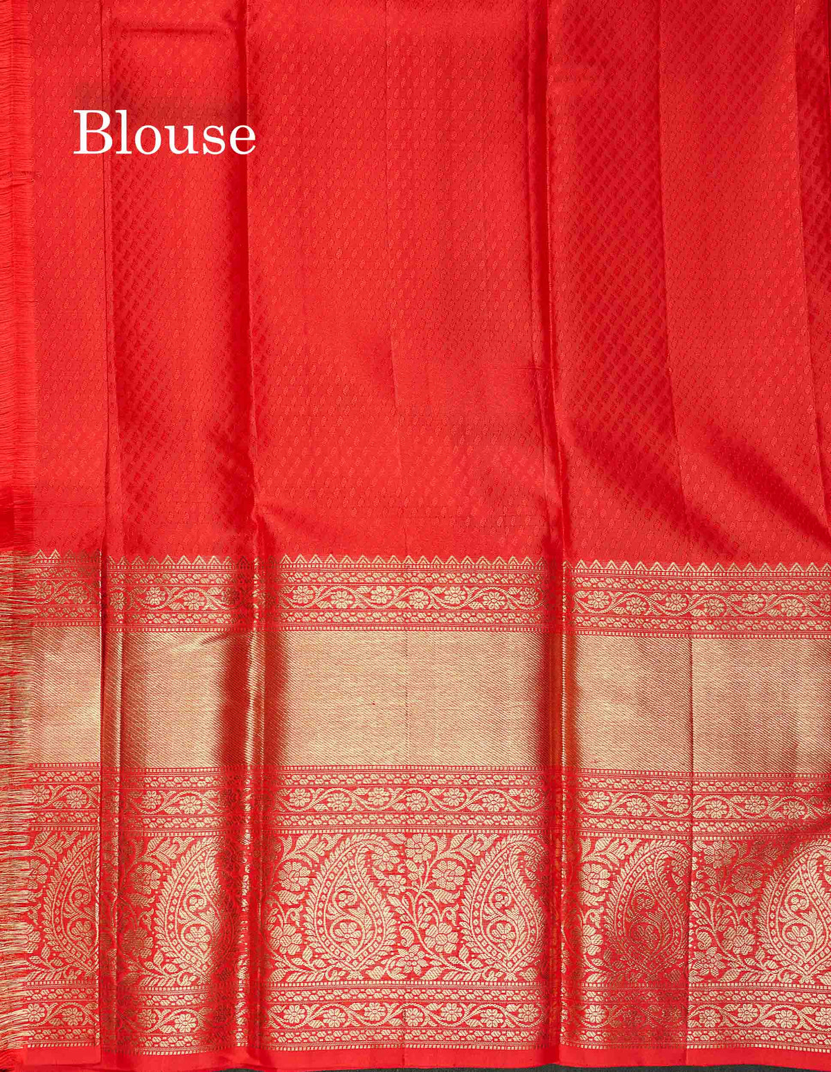 Bridal Pure Kanjivaram Silk Saree - Chilly Red Colour Body With Evening Morning Border