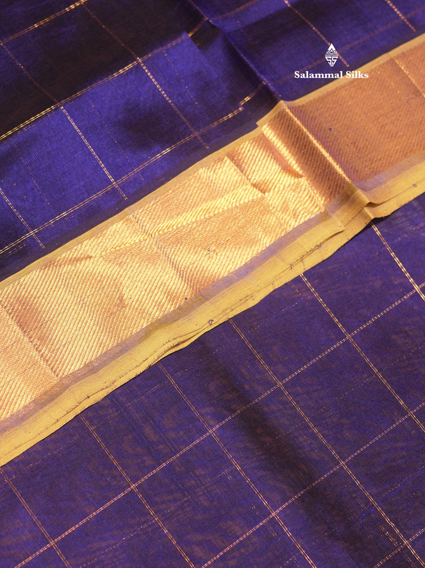 Royal Blue Colour Pure Silk Cotton Saree With Contrast Yellow Border