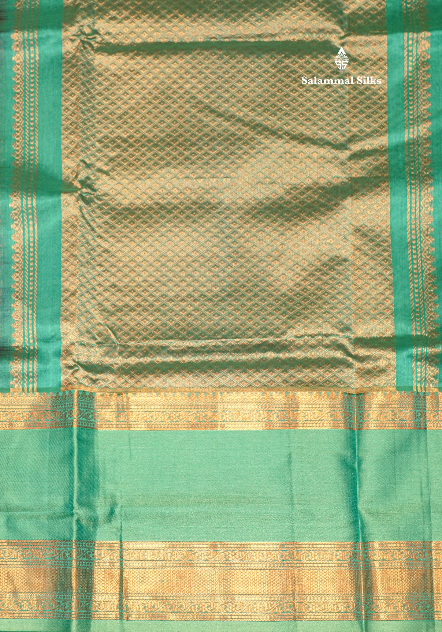 Violet Colour Pure Silk Cotton Saree With Contrast Sapphire Green Fancy Border