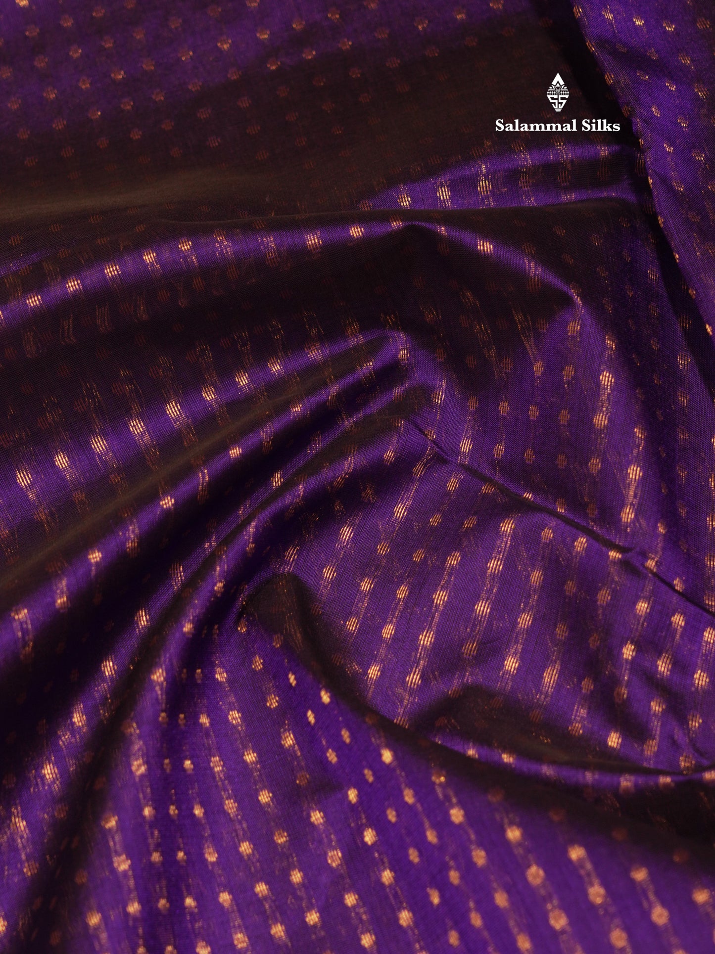 Violet Colour Pure Silk Cotton Saree With Contrast Sapphire Green Fancy Border