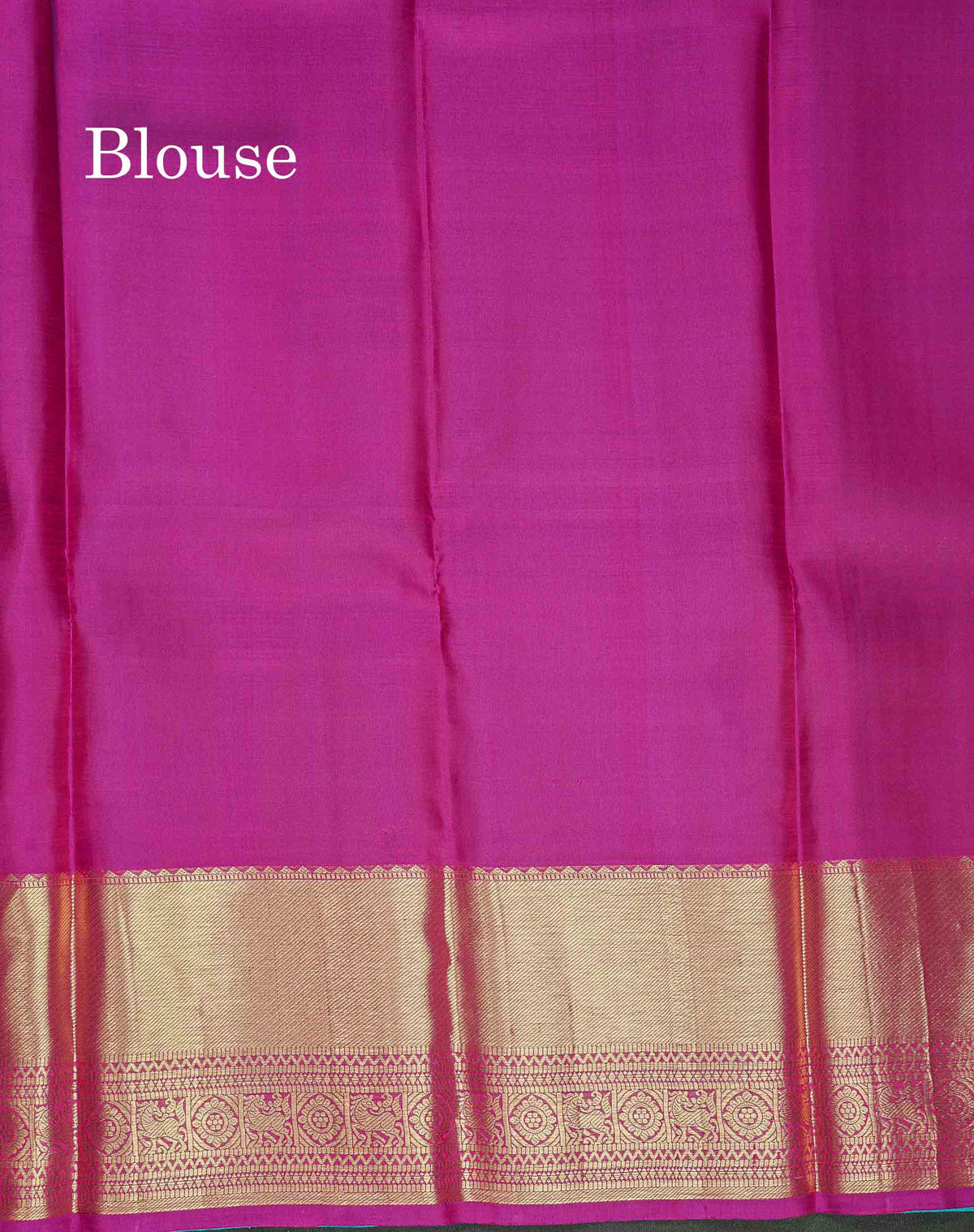 Pure Kanjivaram Silk Saree - Turquoise Colour Body With Contrast Magenta Blouse