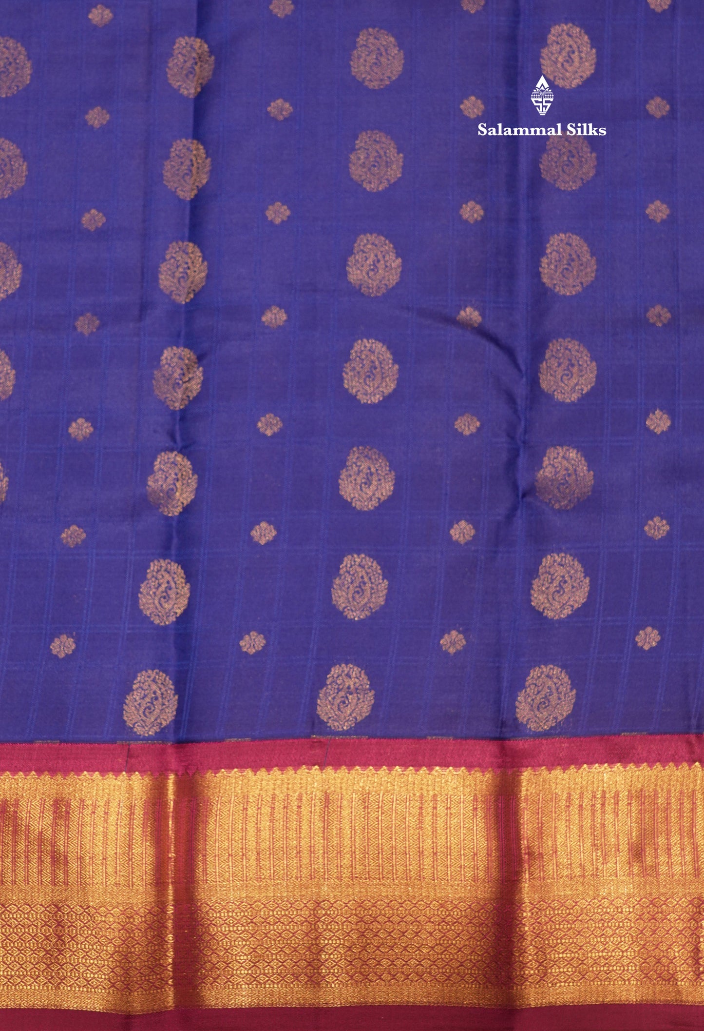 Blue Colour Pure Kanjivaram Silk Saree With Contrast Vadamalli Border