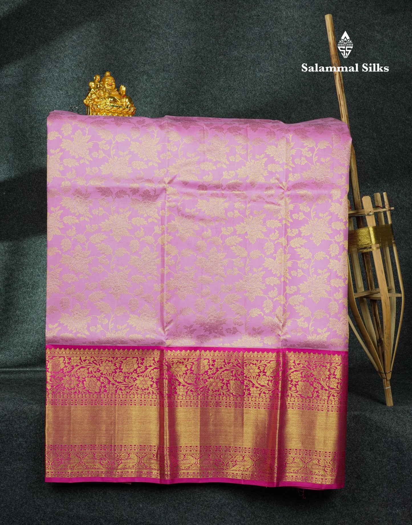 Pure Silk Pattu Pavadai ( Light Pink ) With Pink Blouse 44"
